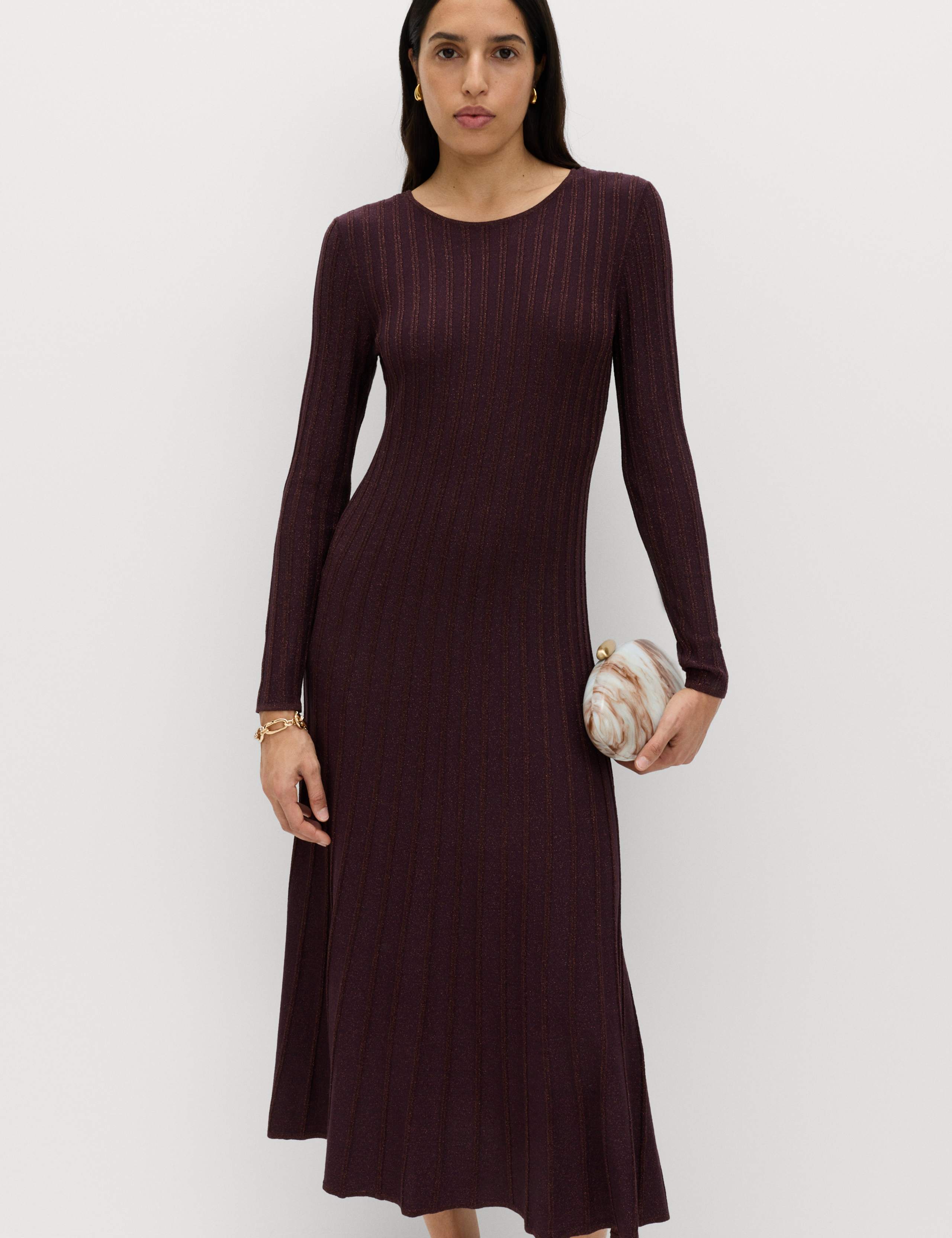 Sparkly Ribbed Knitted Maxi Dress 4 of 7