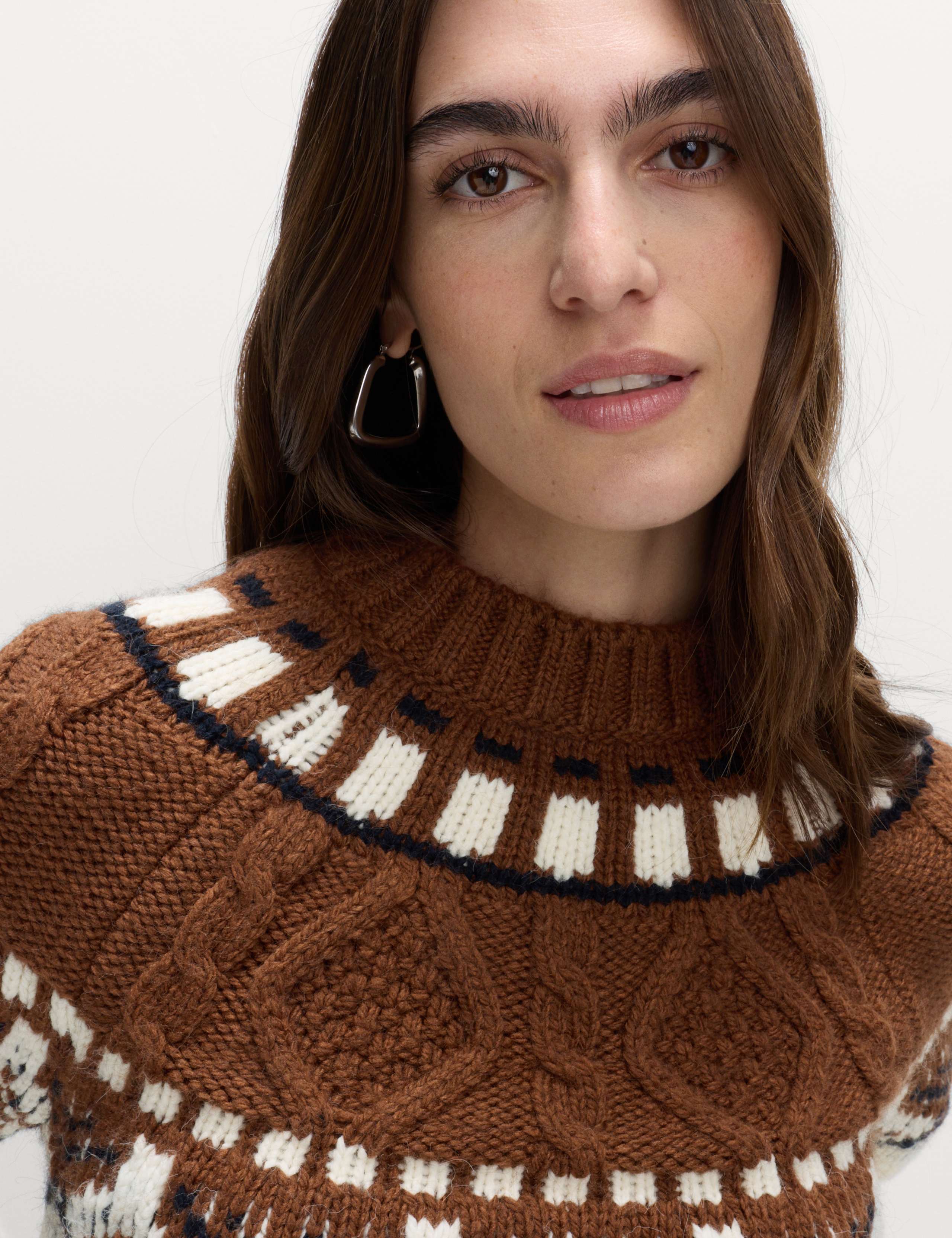 Fair Isle Cable Knit Crew Neck Jumper 4 of 5