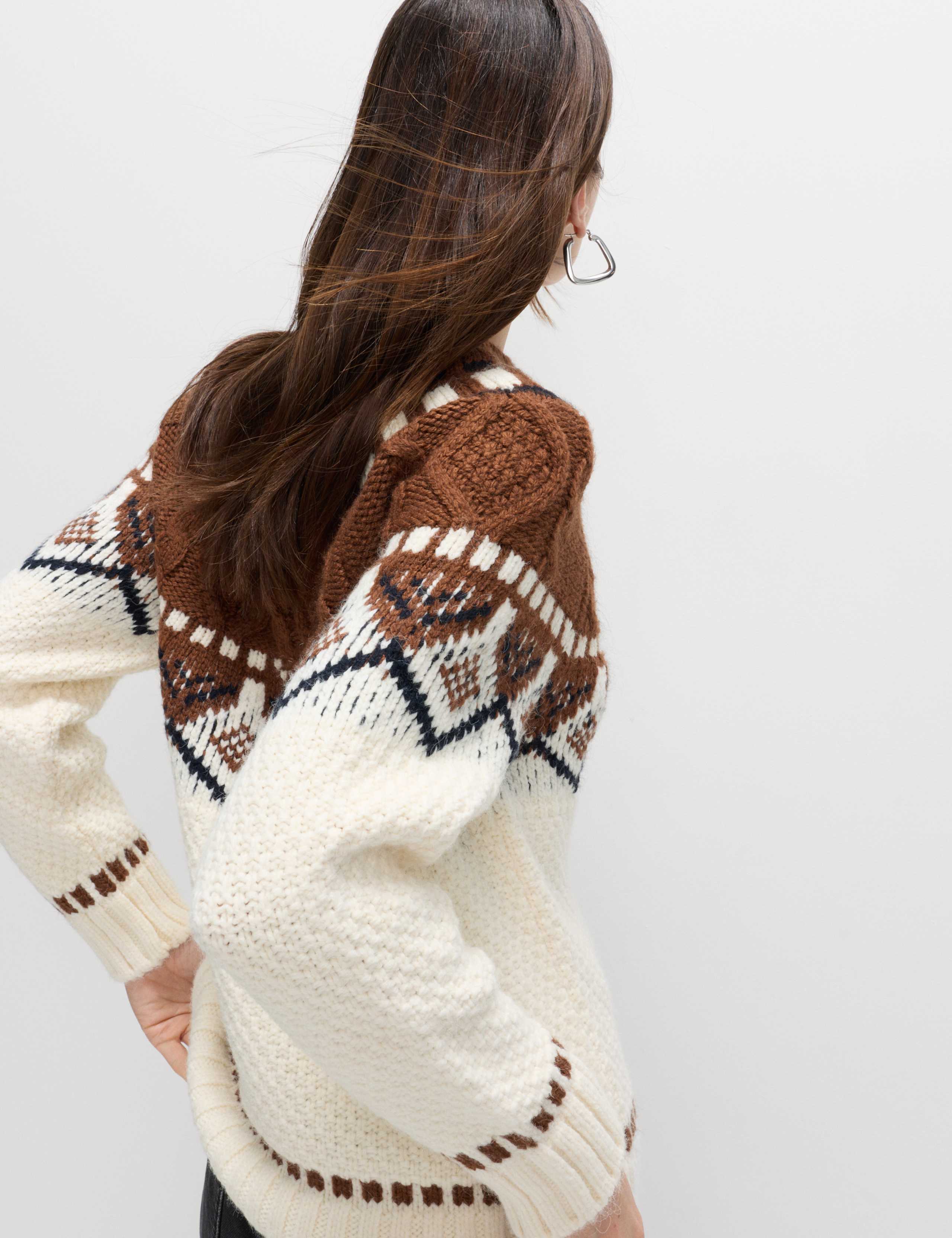 Fair Isle Cable Knit Crew Neck Jumper 5 of 5
