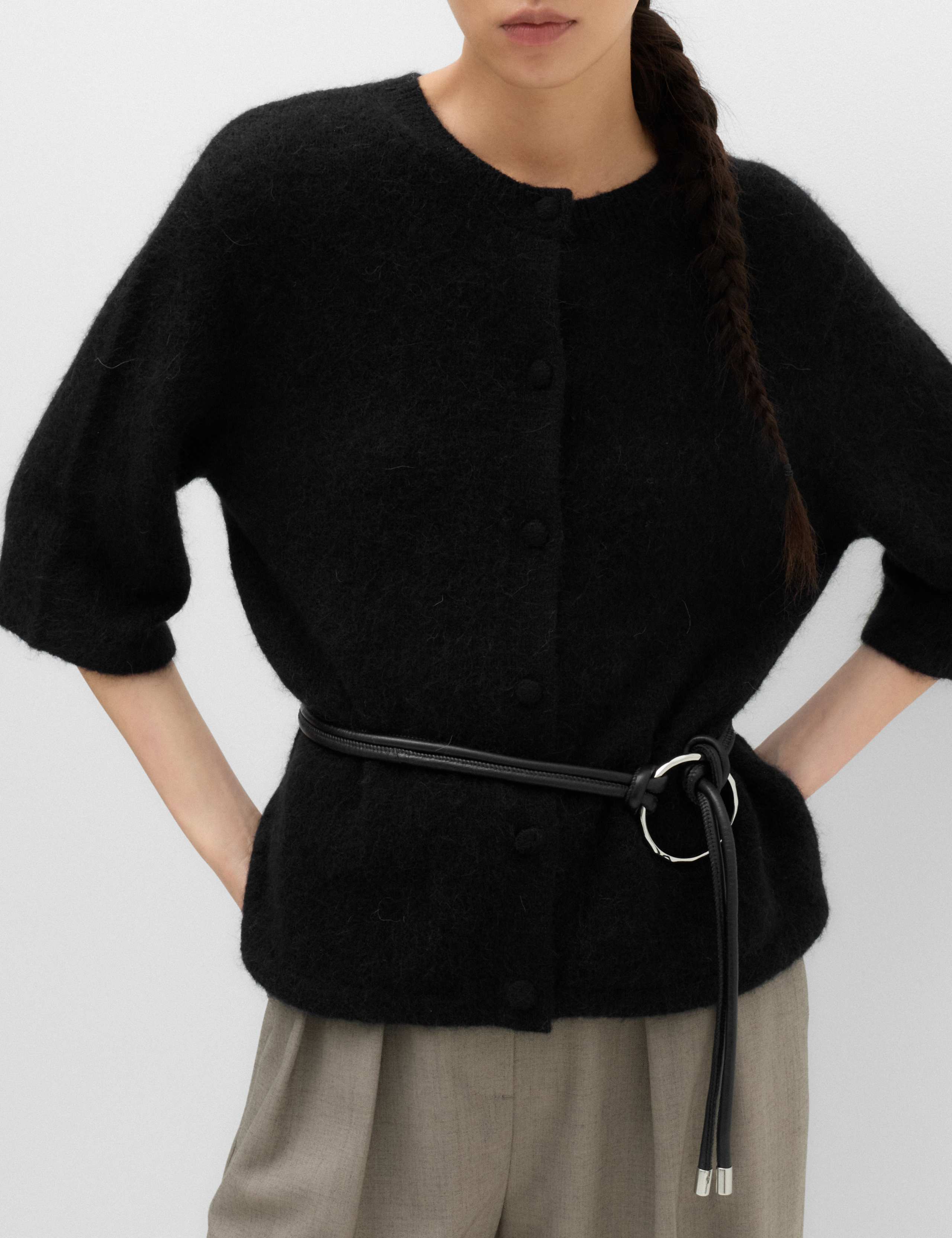 Wool Alpaca Blend Relaxed Fit Cardigan 3 of 5