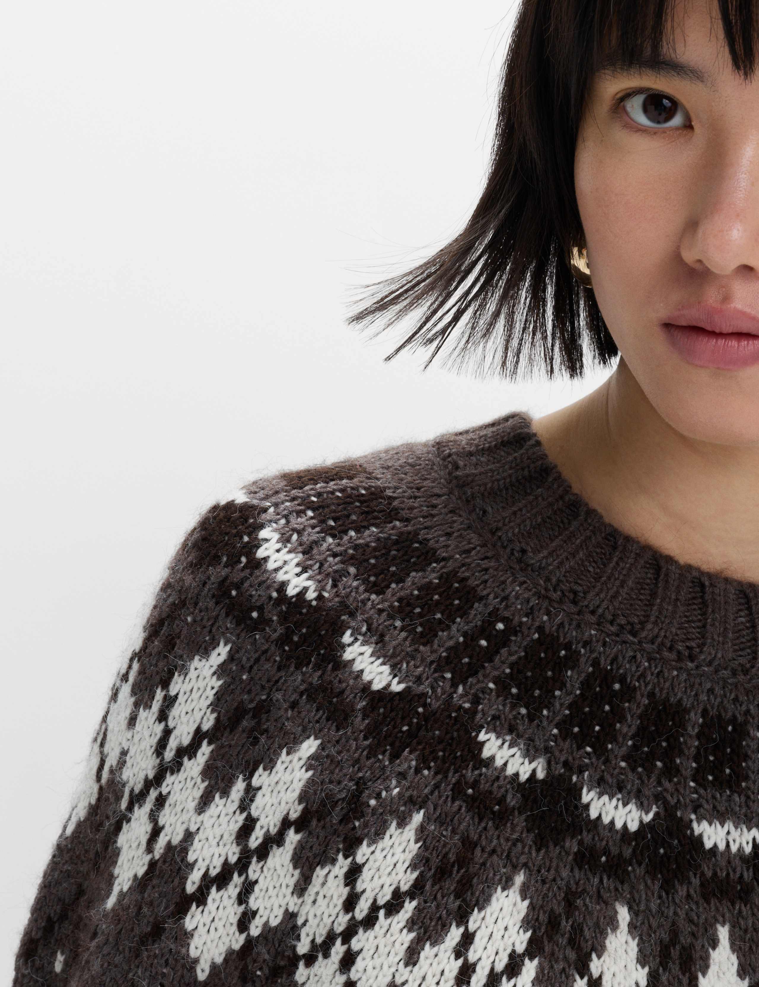 Cable Knit Fair Isle Crew Neck Jumper 4 of 7