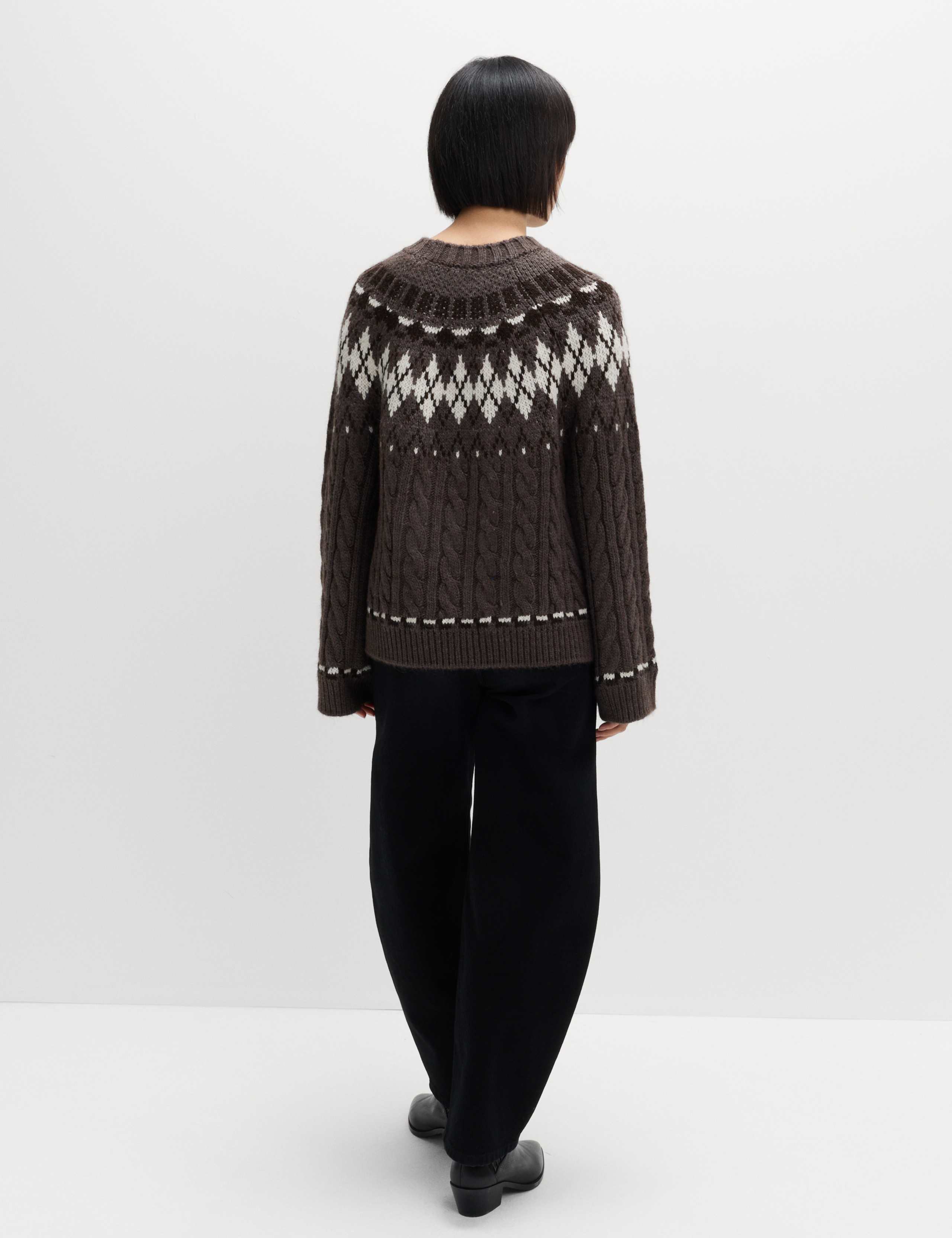 Cable Knit Fair Isle Crew Neck Jumper 7 of 7