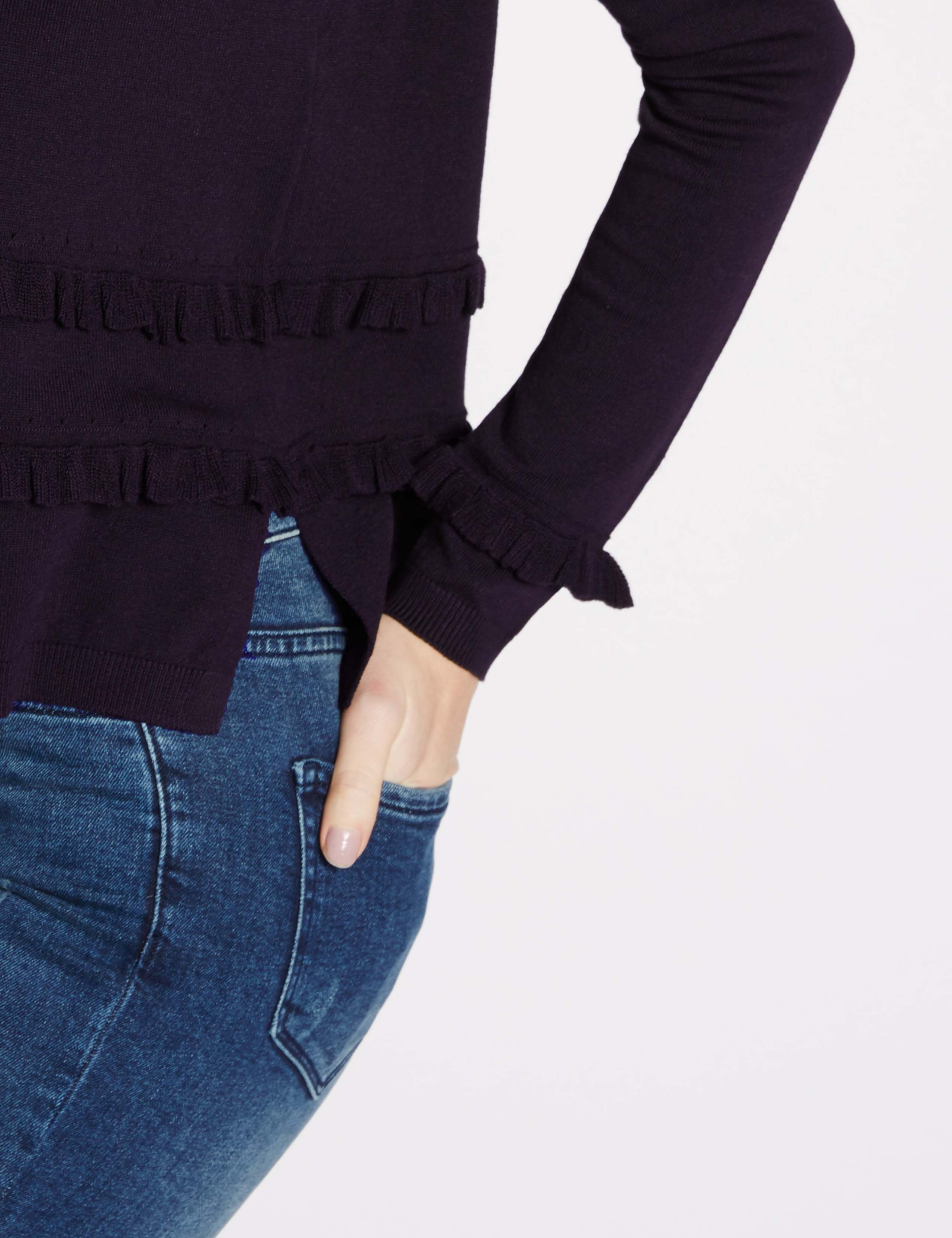 Textured Crop Frilled Round Neck Jumper 4 of 4