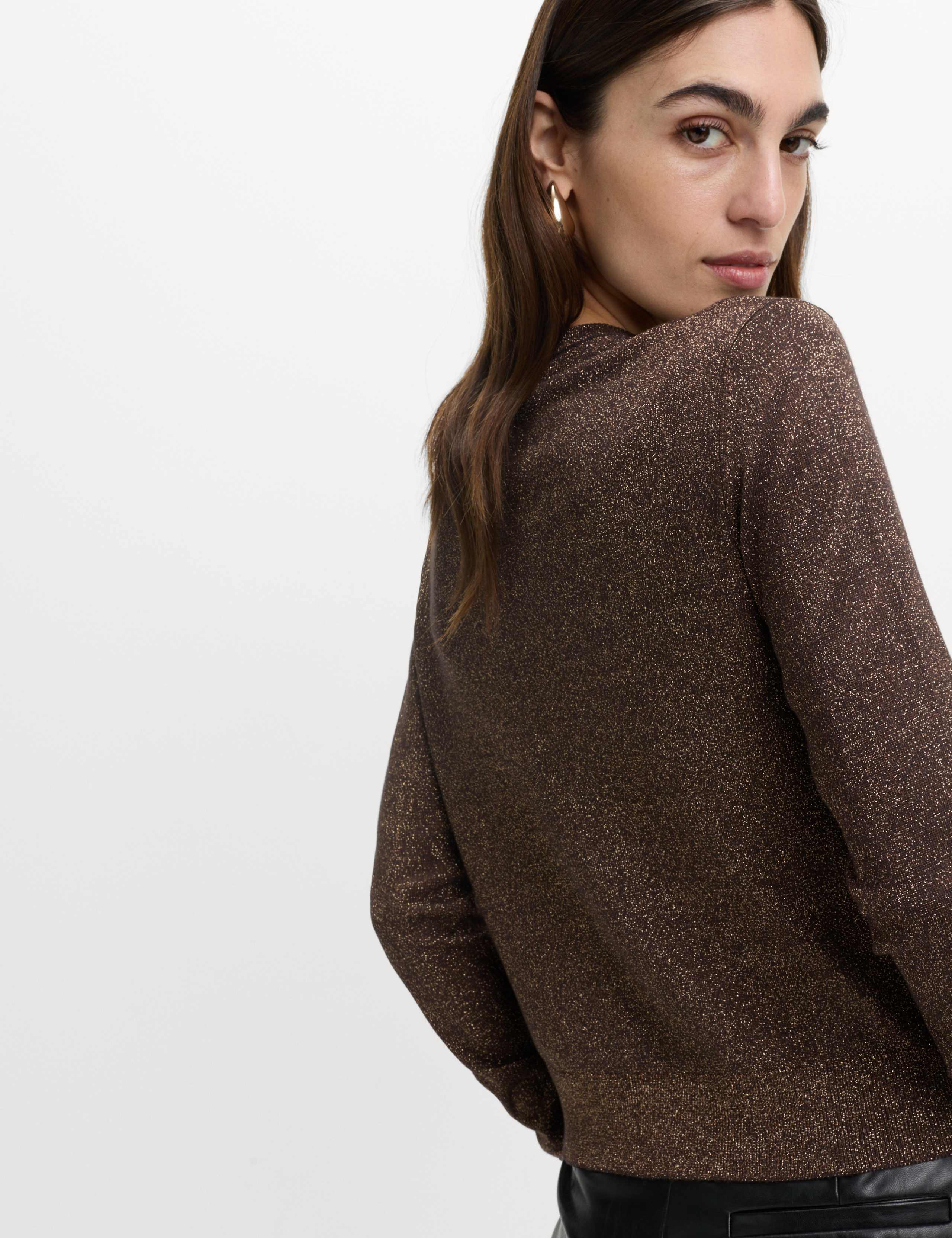 Metallic Sparkly Crew Neck Cardigan 3 of 5