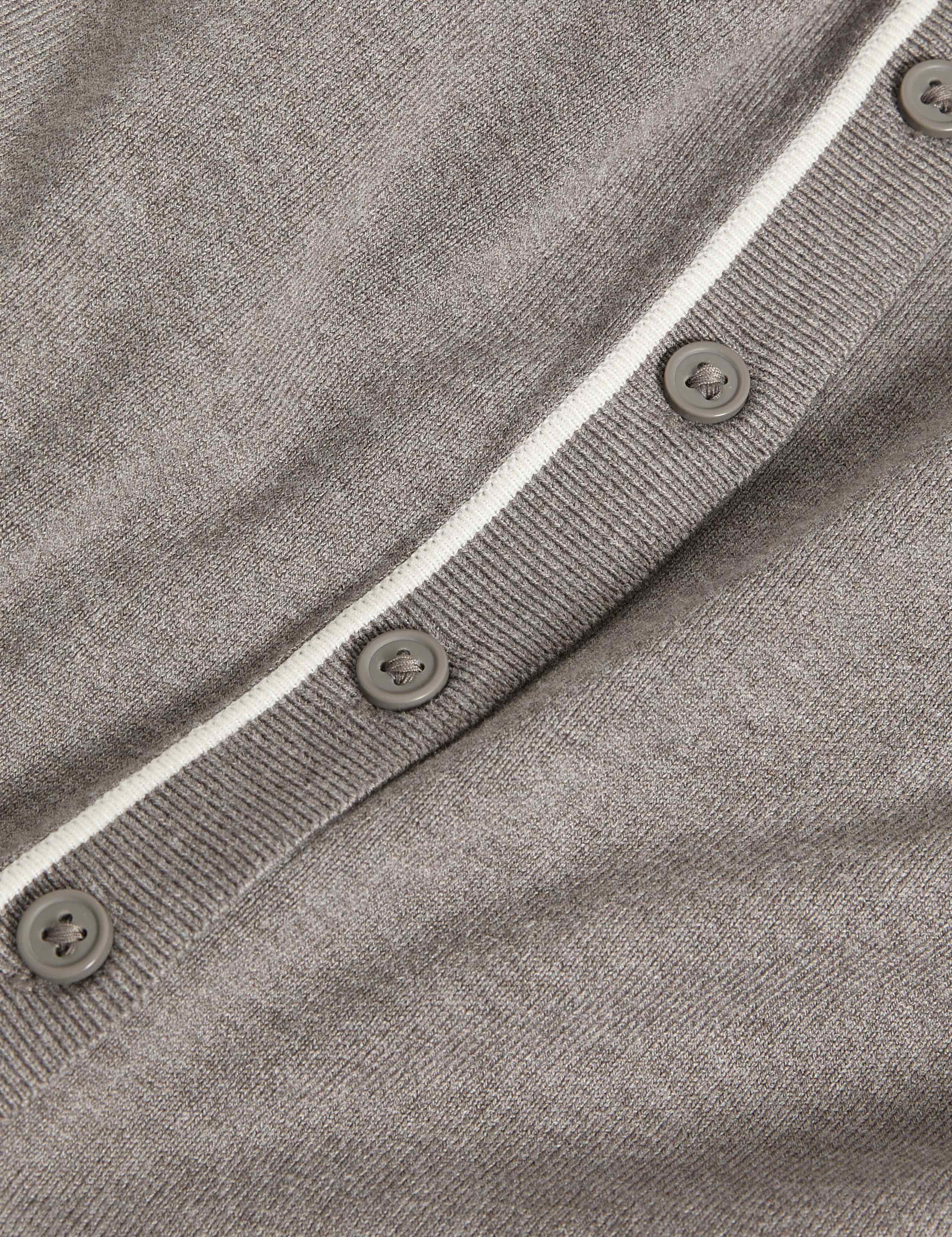 Crew Neck Tipped Detail Button Front Cardigan 8 of 8