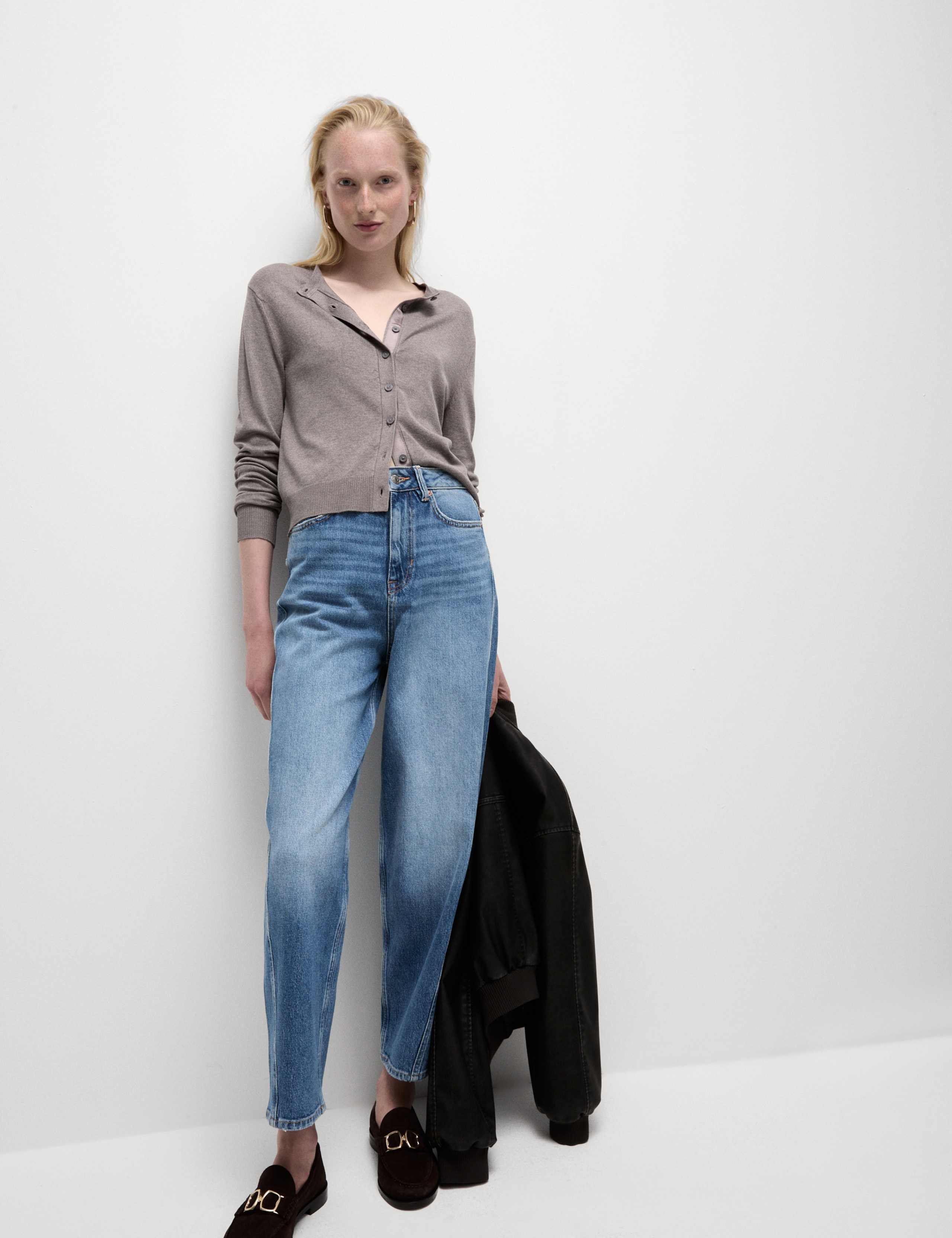 Crew Neck Button Front Cardigan 4 of 6