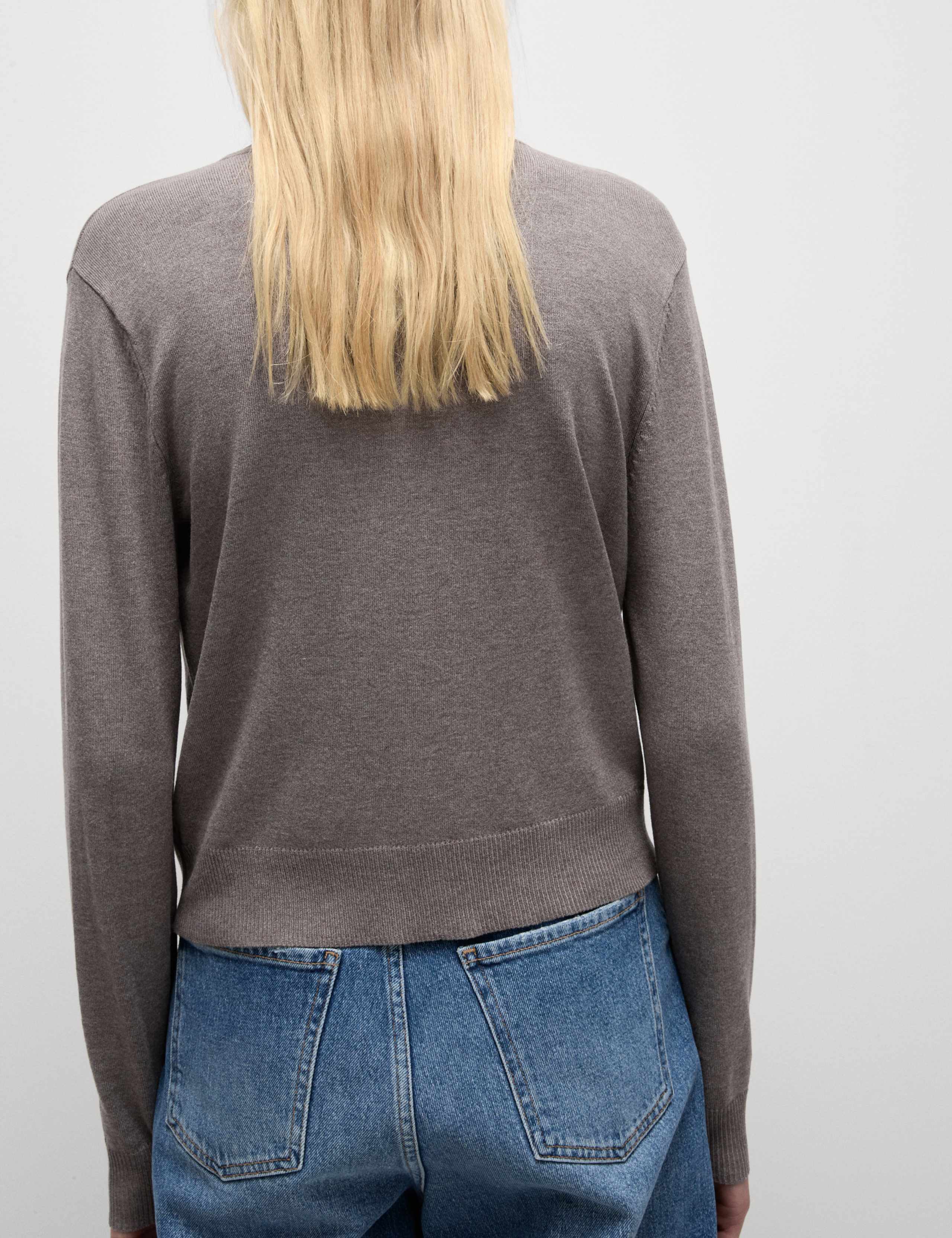 Crew Neck Button Front Cardigan 5 of 6