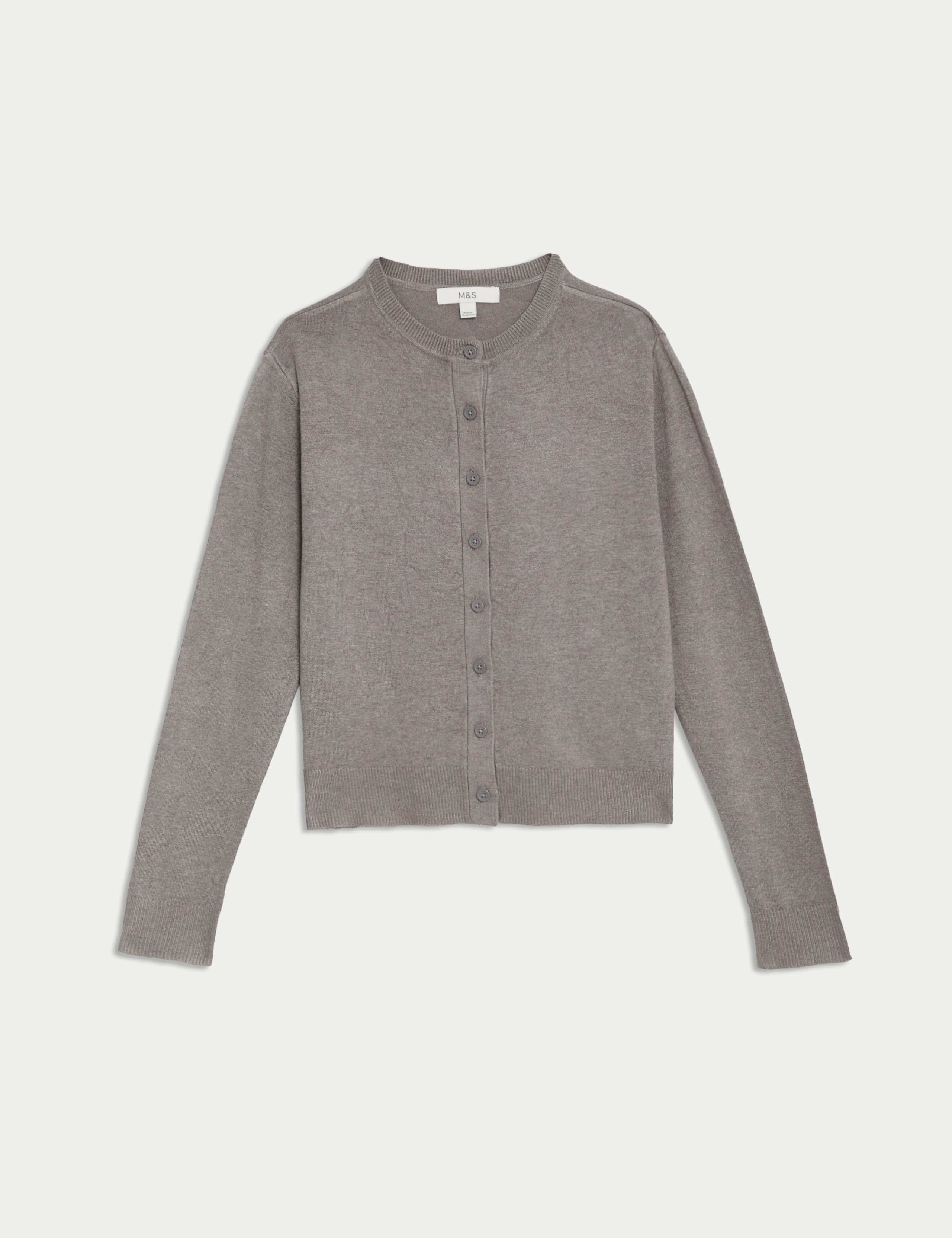Crew Neck Button Front Cardigan 2 of 6