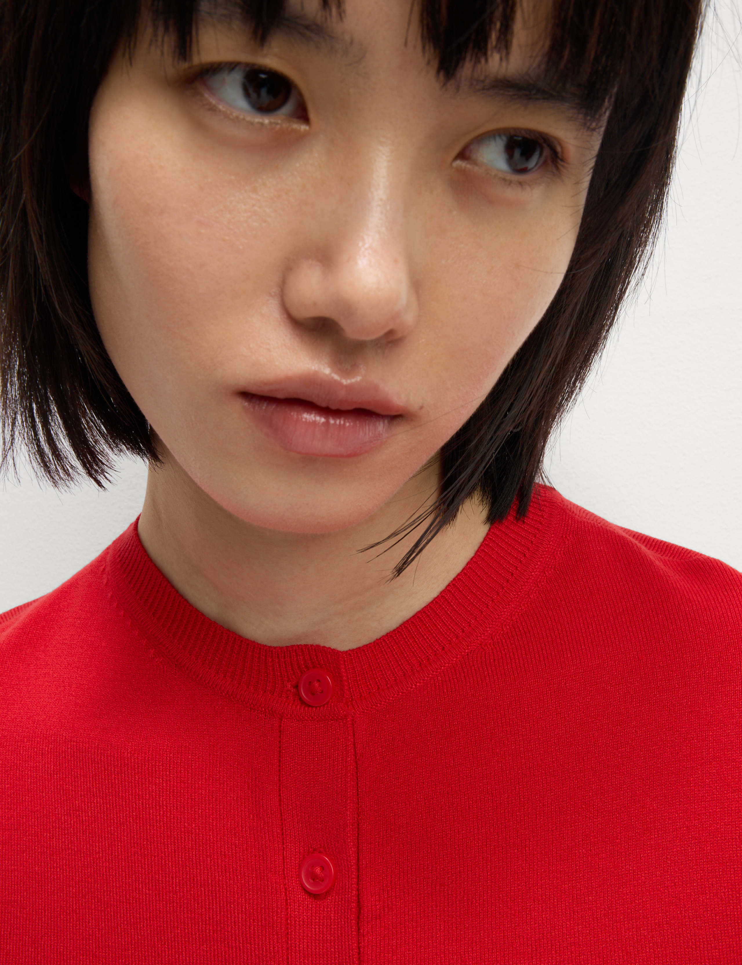 Crew Neck Button Front Cardigan 1 of 7