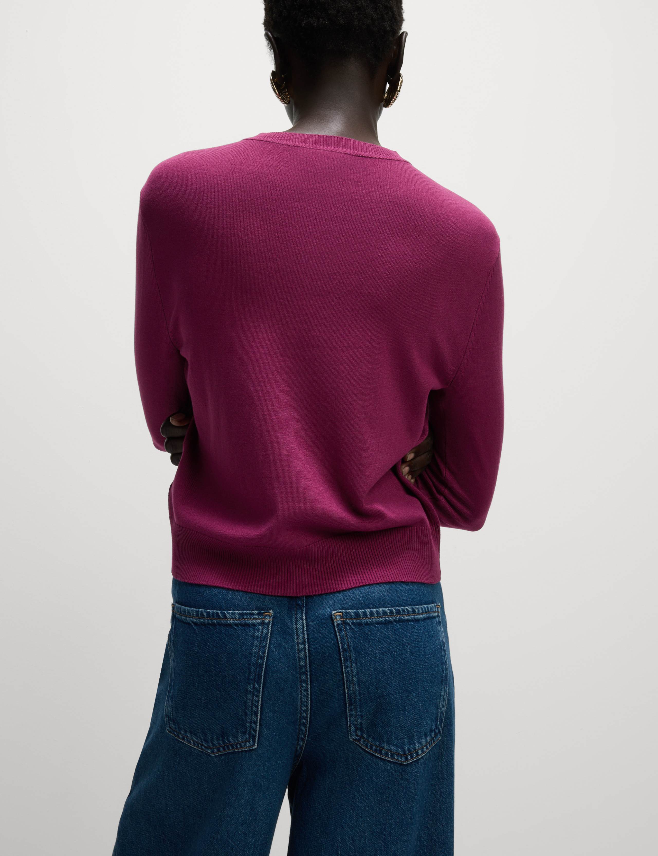 Crew Neck Button Front Cardigan 4 of 7