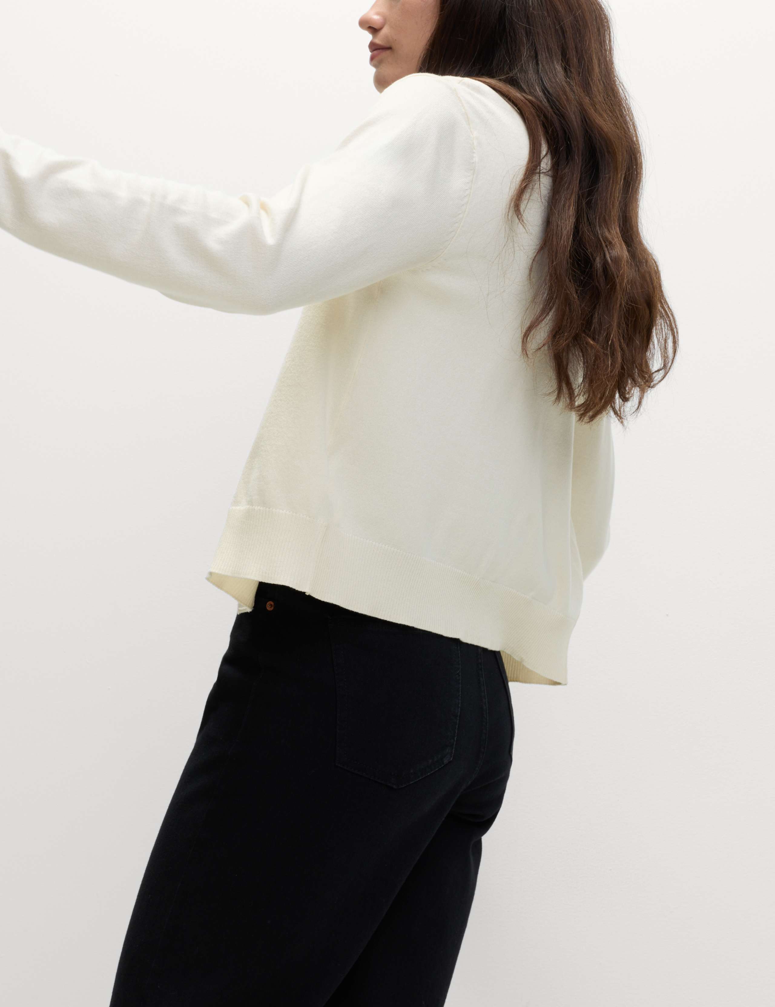 Crew Neck Button Front Cardigan 3 of 6