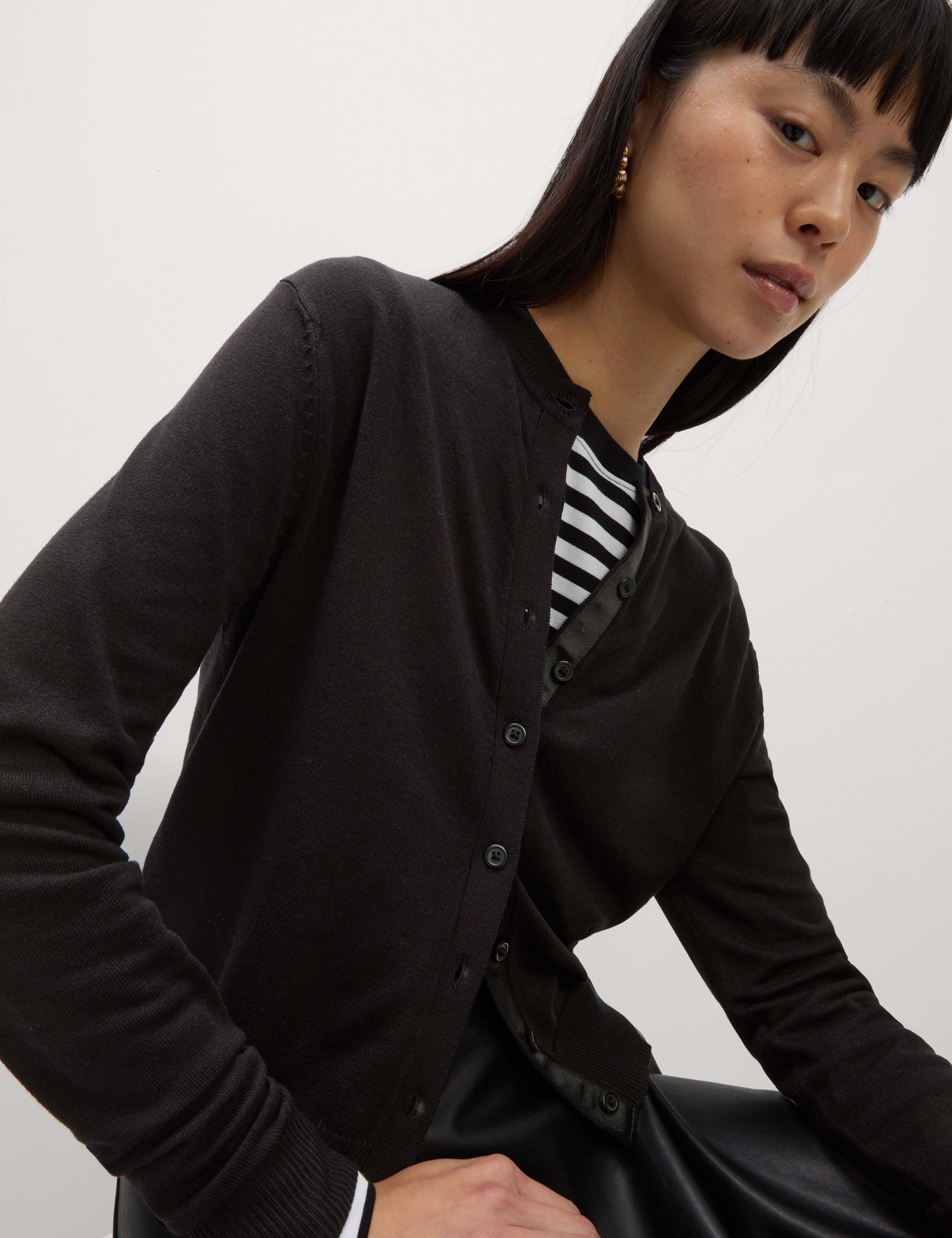 Crew Neck Button Front Cardigan 4 of 7