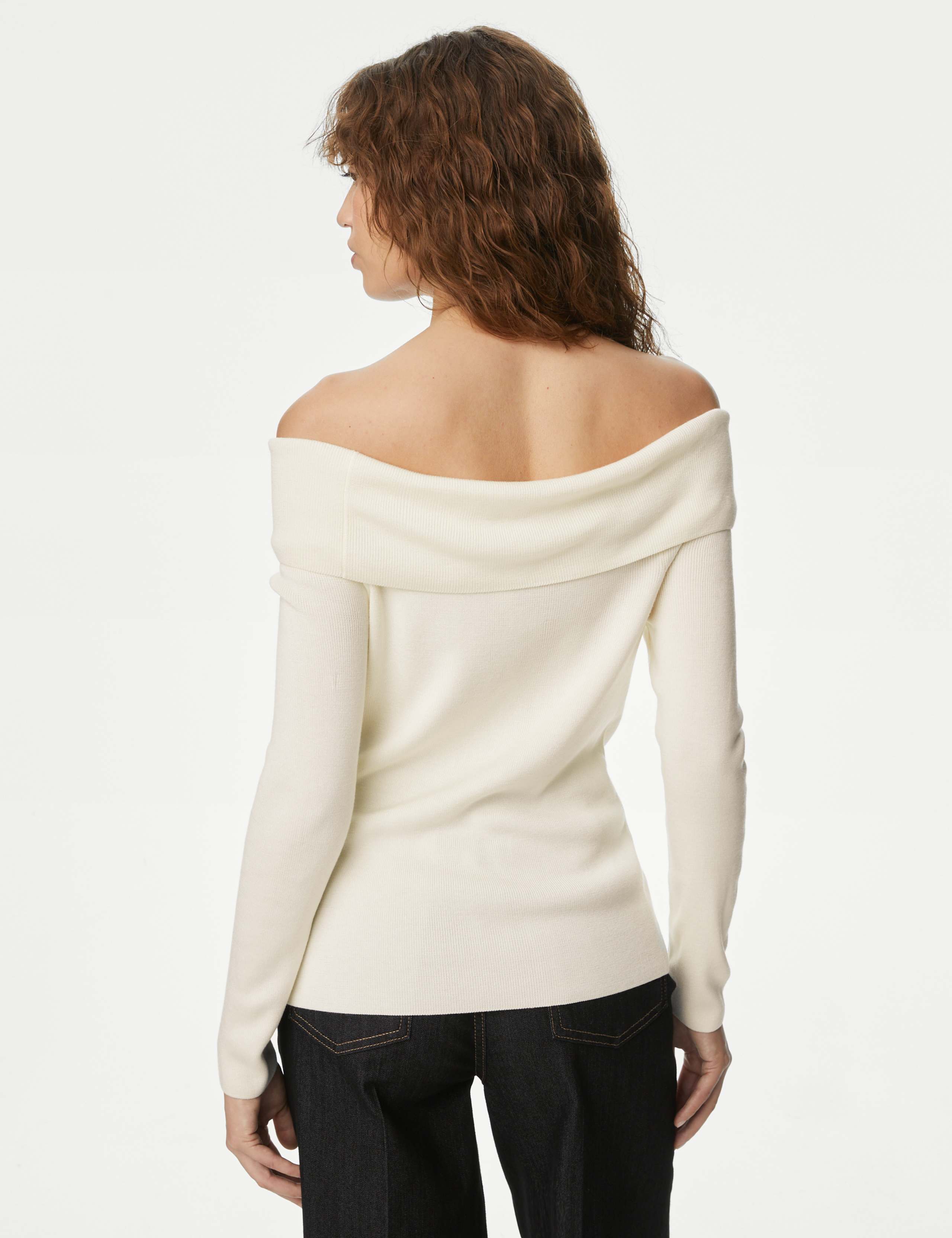 Ribbed Knitted Bardot Top 5 of 6