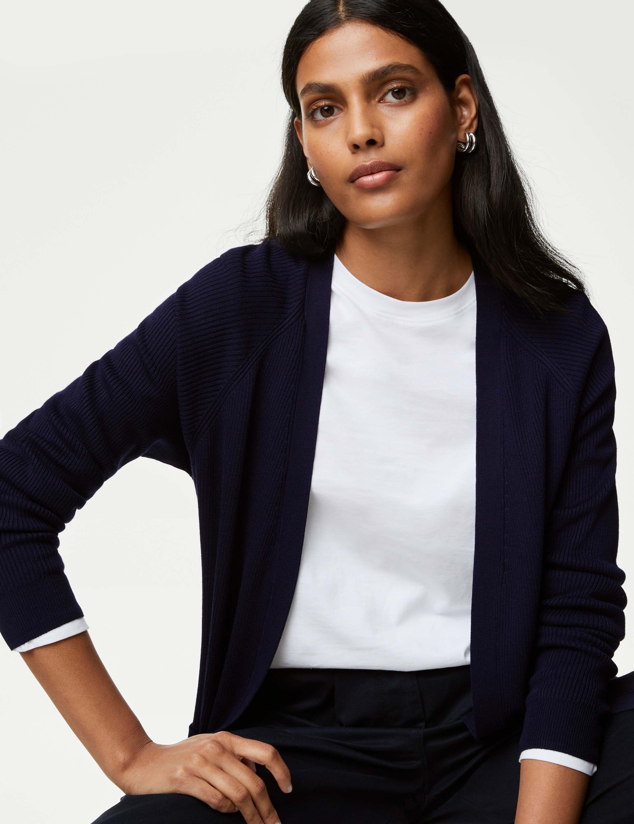 Ribbed Edge to Edge Longline Cardigan 1 of 6