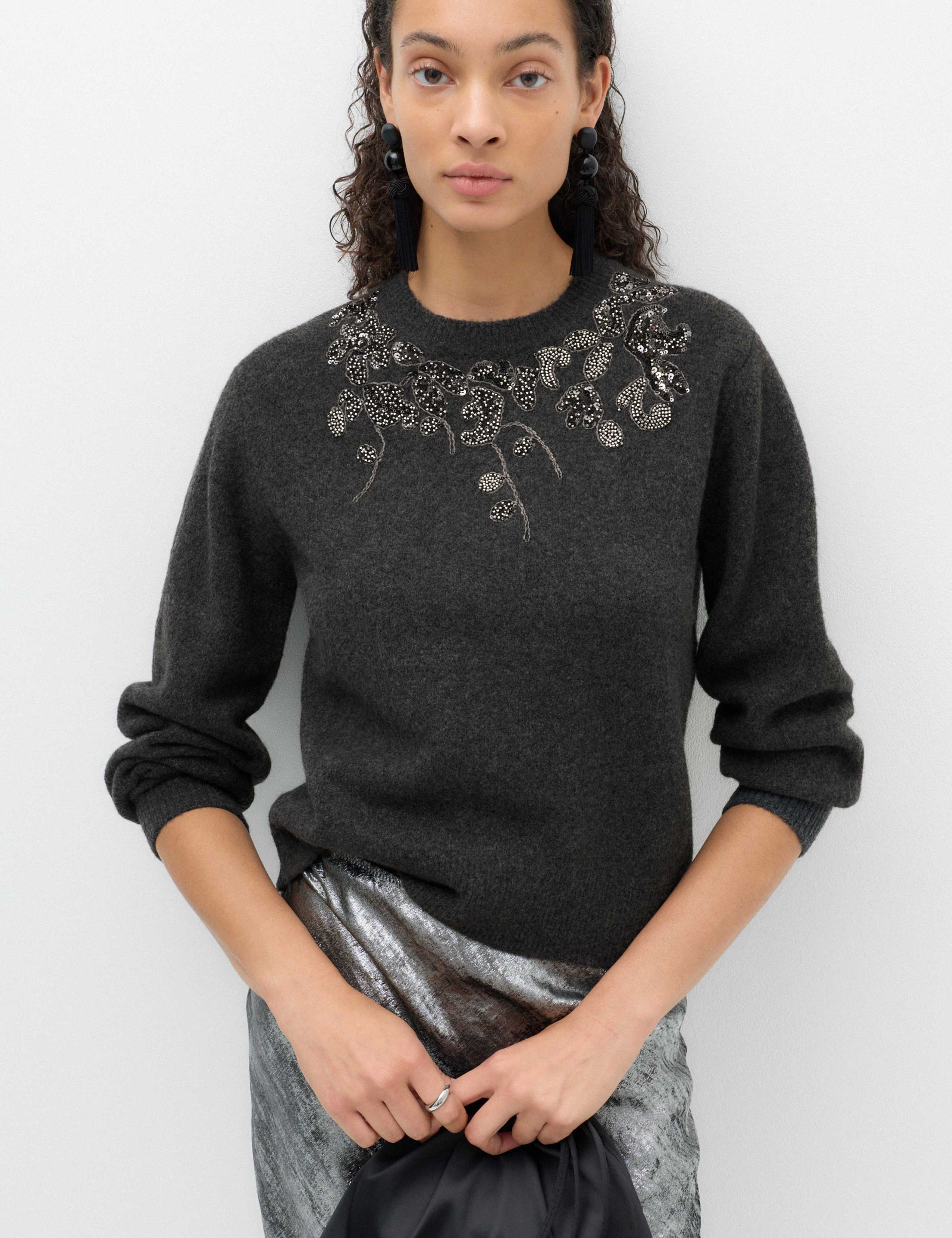 Embellished Crew Neck Jumper with Wool 6 of 6