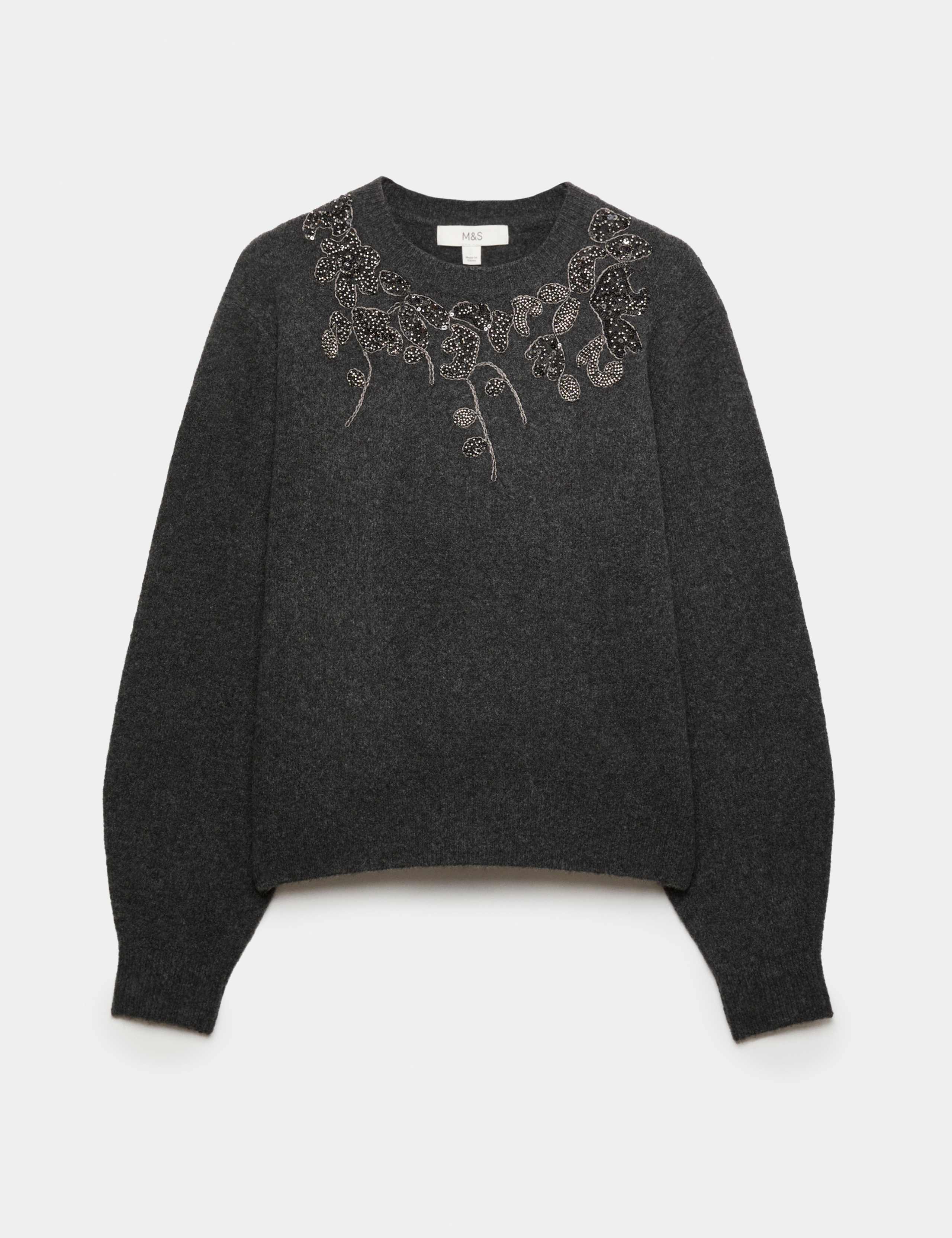 Embellished Crew Neck Jumper with Wool 2 of 6