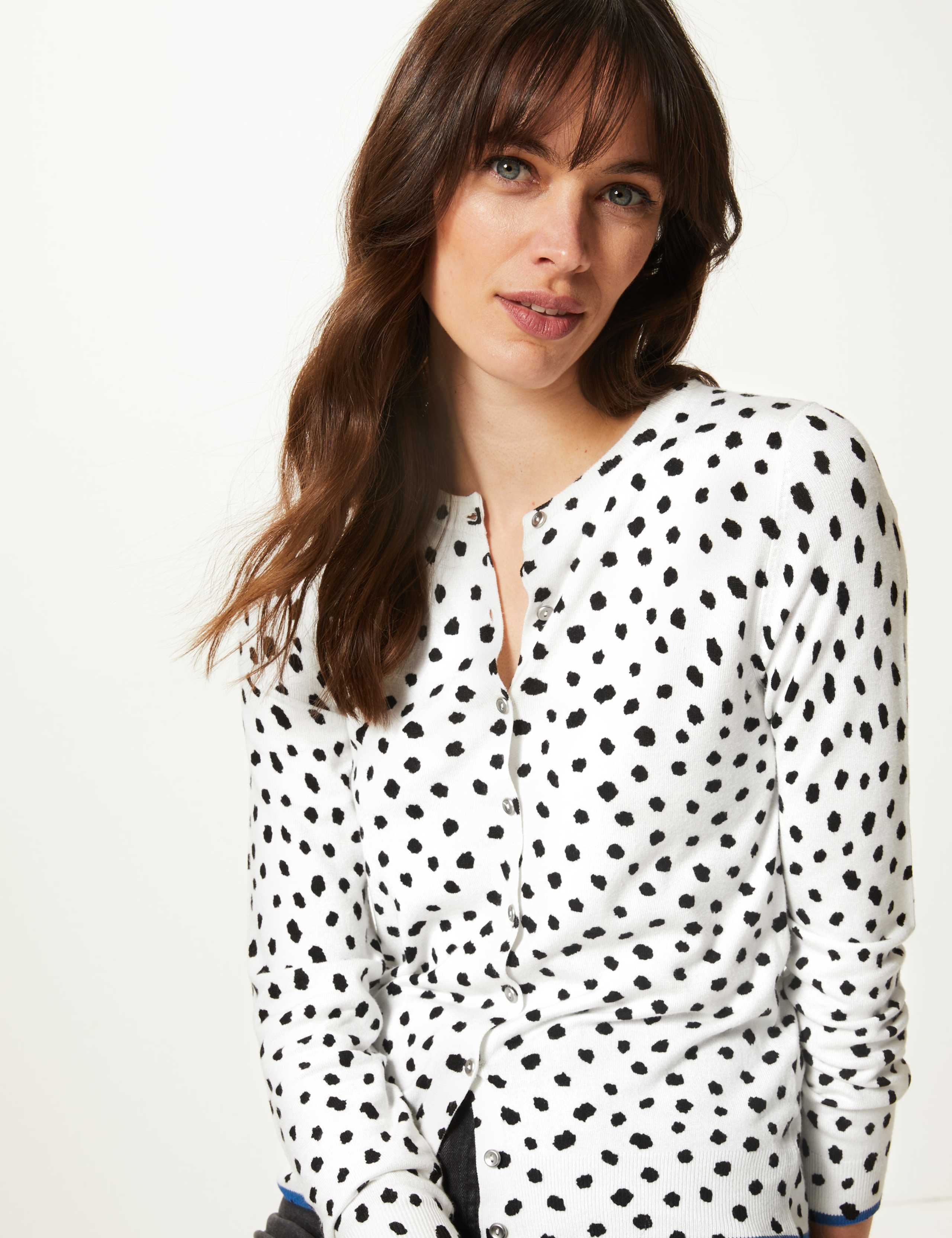 Polka Dot Round Neck Cardigan 3 of 4