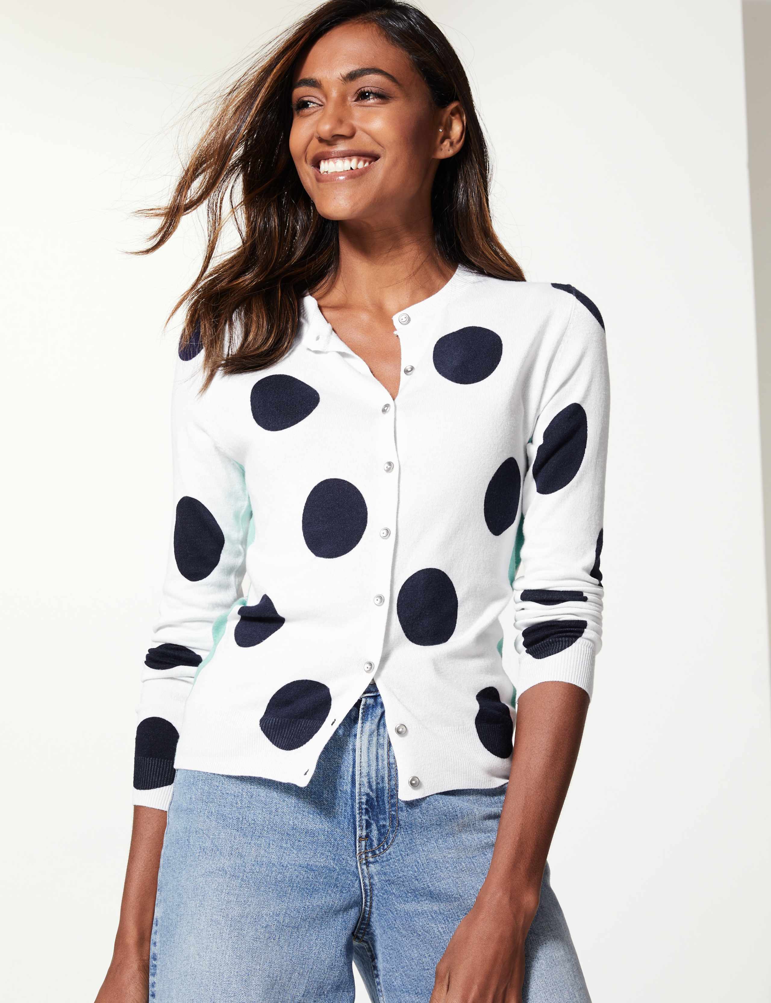 Polka Dot Round Neck Cardigan 1 of 3