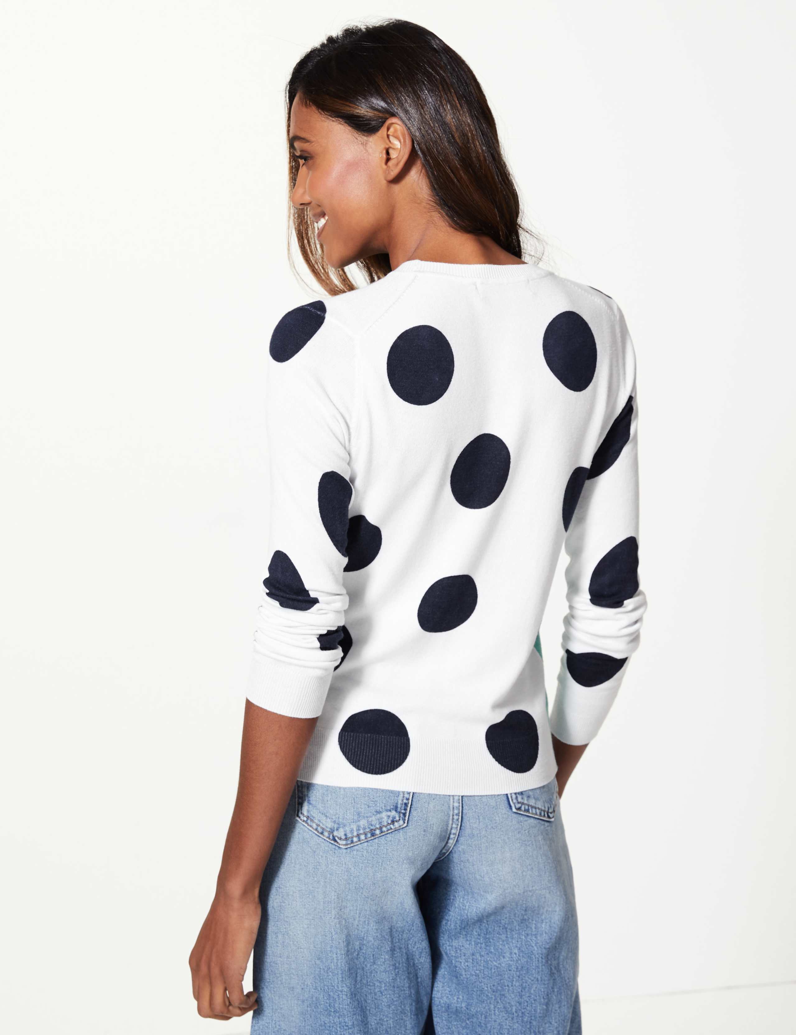 Polka Dot Round Neck Cardigan 3 of 3