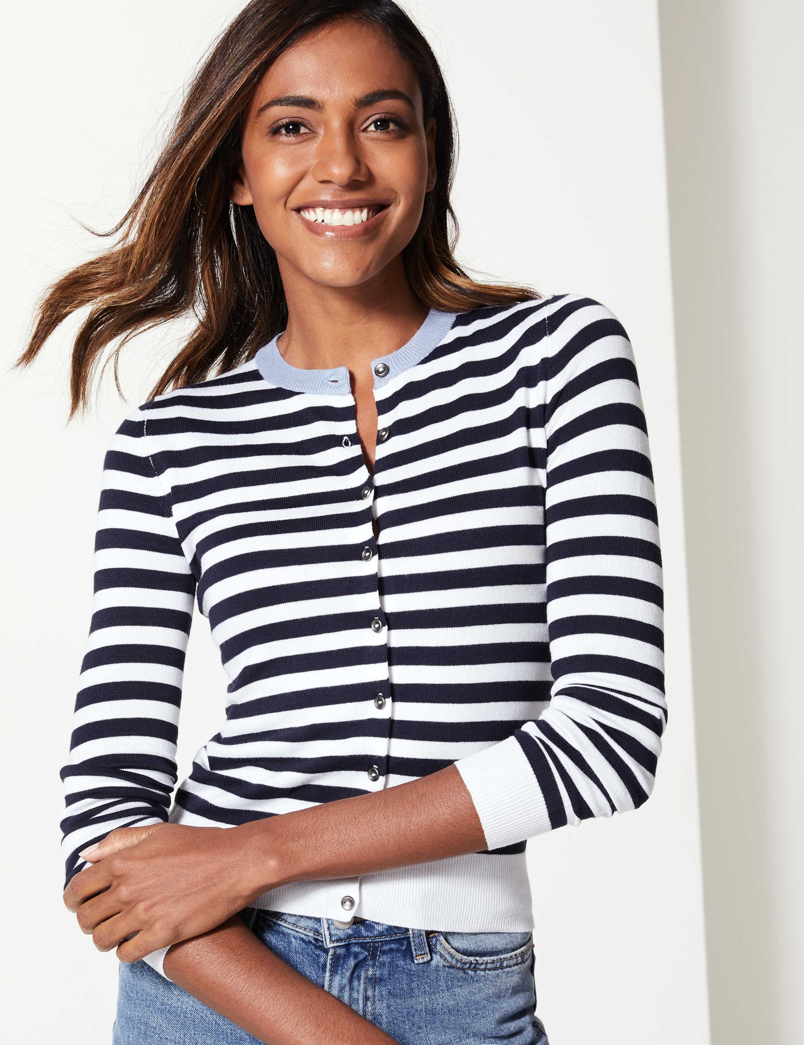 PETITE Striped Round Neck Cardigan 3 of 4