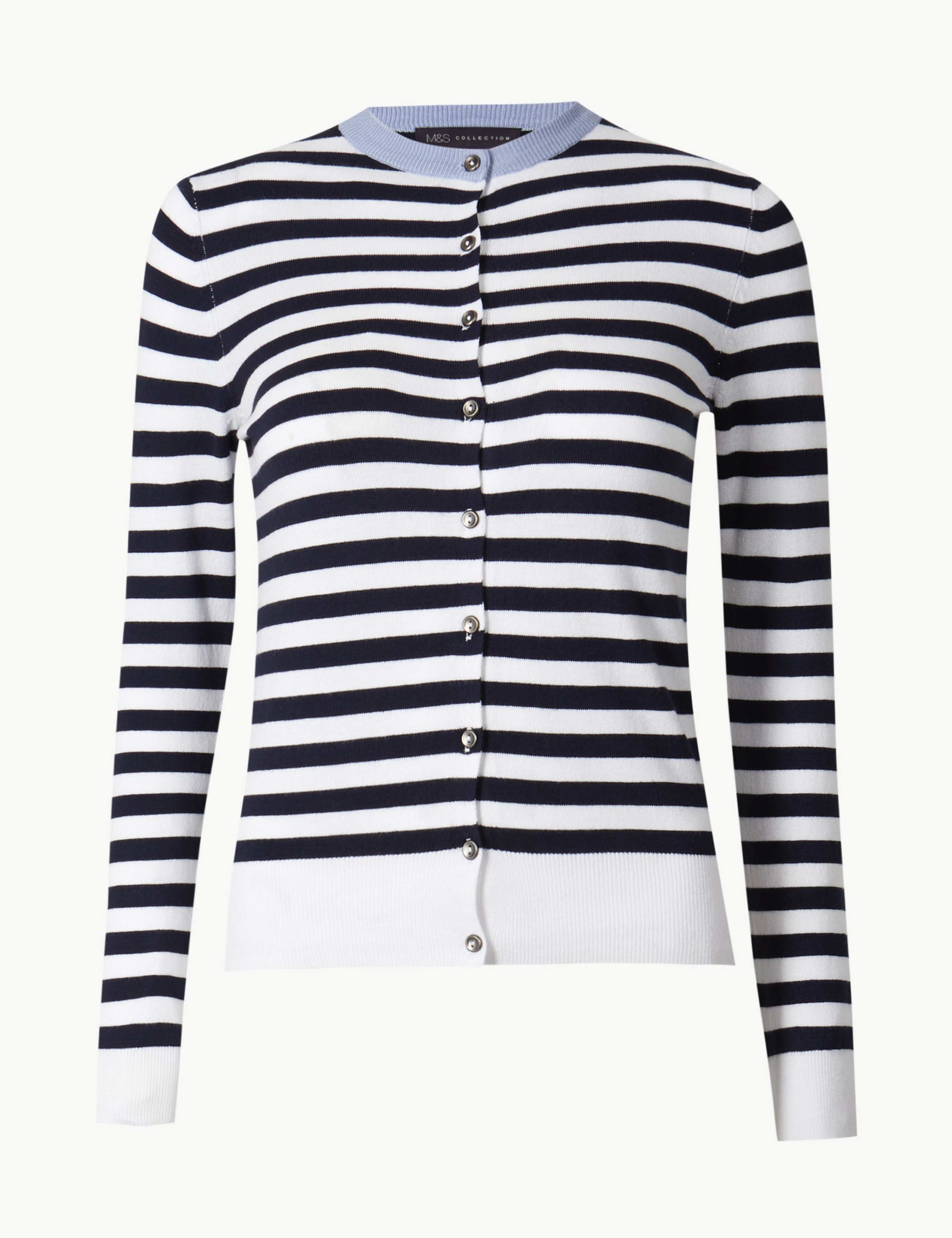 PETITE Striped Round Neck Cardigan 2 of 4