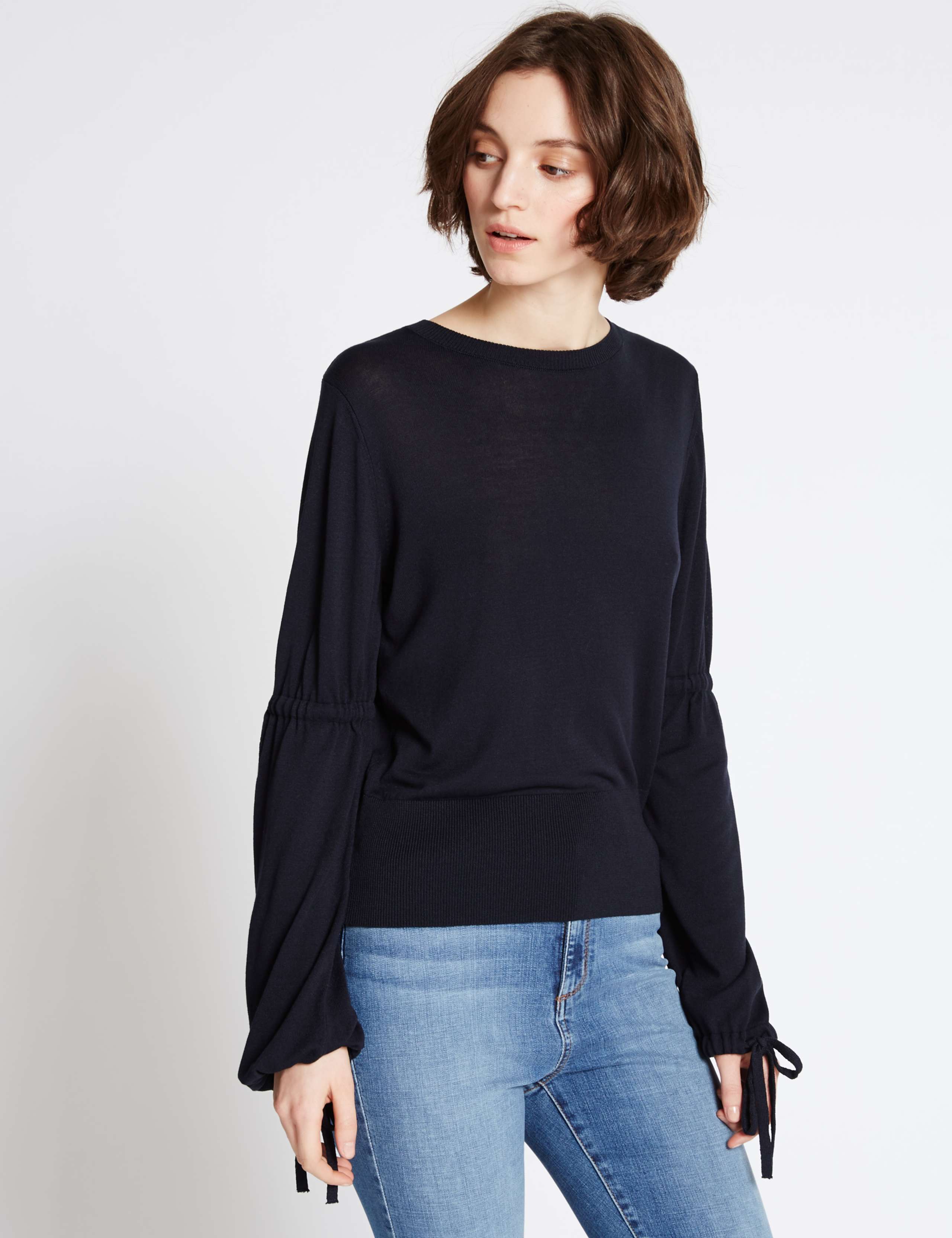 Drawstring Detail Round Neck Jumper 1 of 4