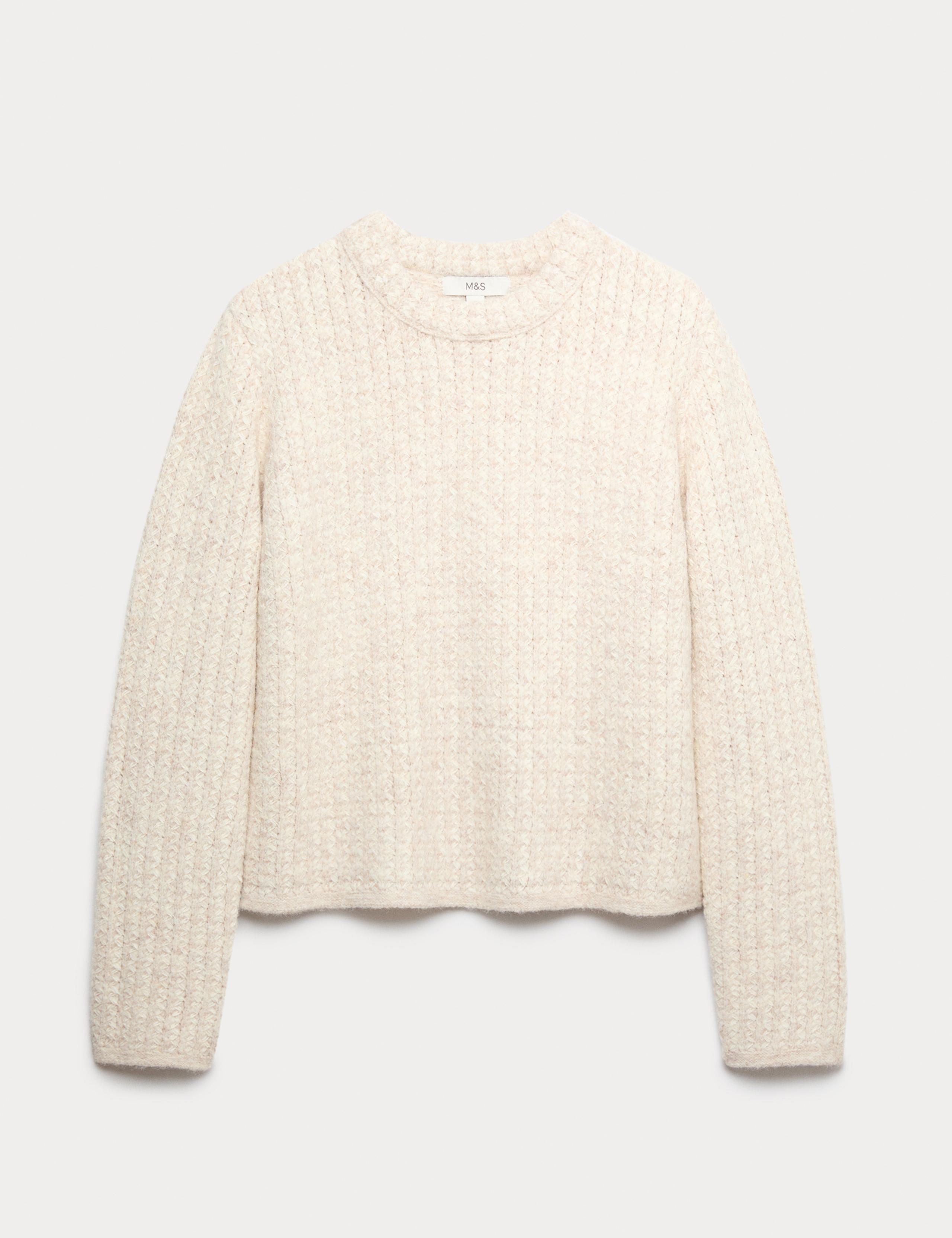 Textured Crew Neck Cropped Jumper With Wool 2 of 6