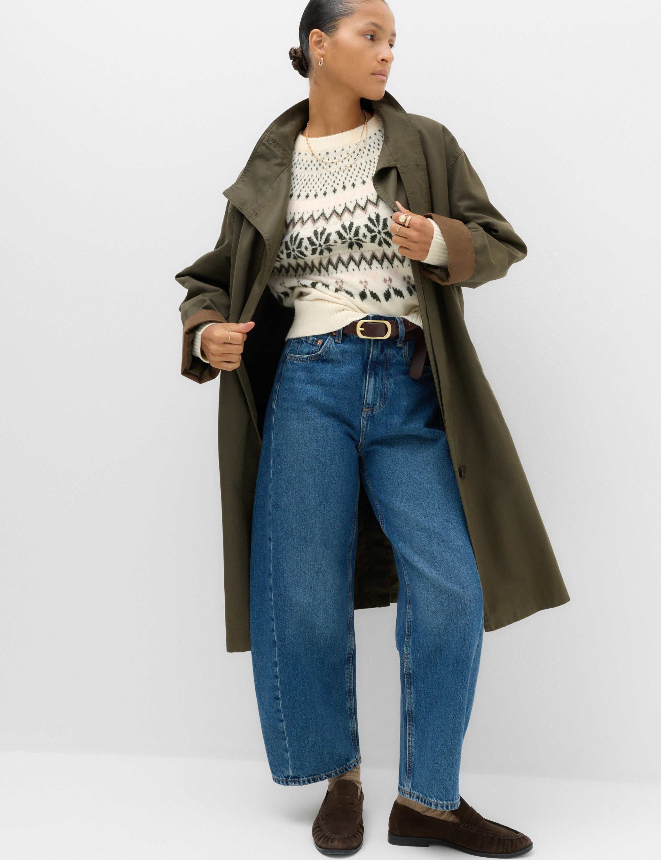 Fair Isle Crew Neck Relaxed Jumper with Wool 6 of 7