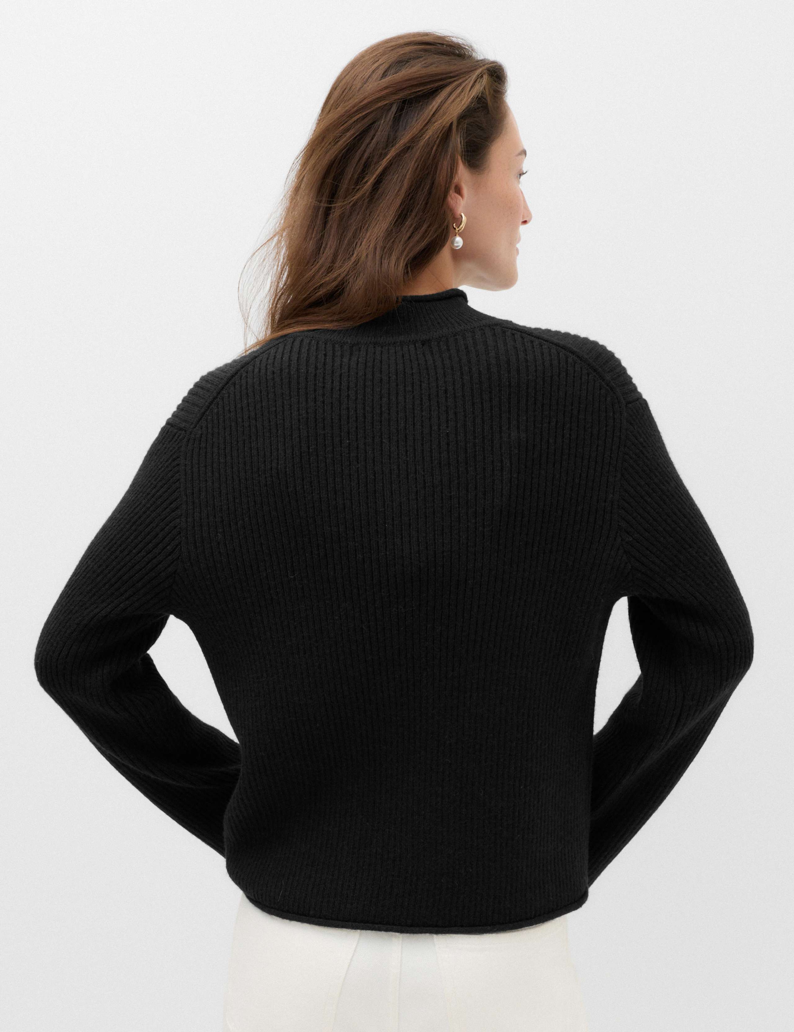 Wool Blend Ribbed Funnel Neck Jumper 4 of 7