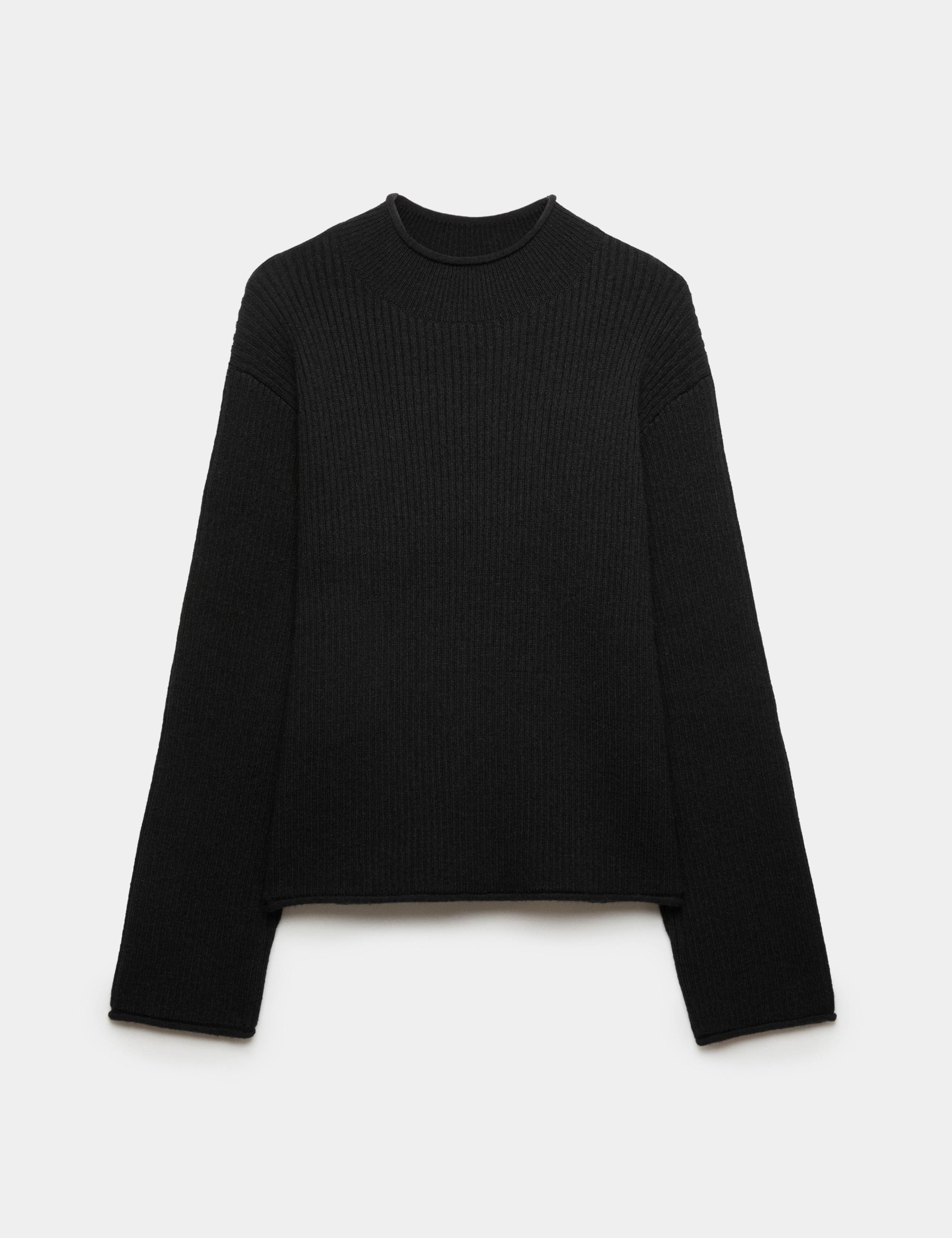 Wool Blend Ribbed Funnel Neck Jumper 2 of 7