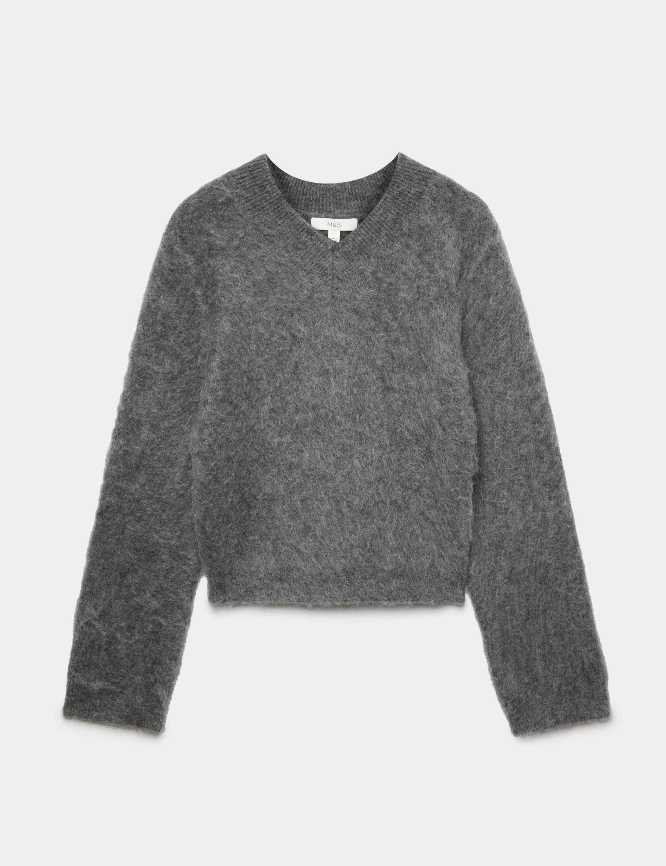 Wool Blend V-Neck Jumper with Mohair 2 of 7