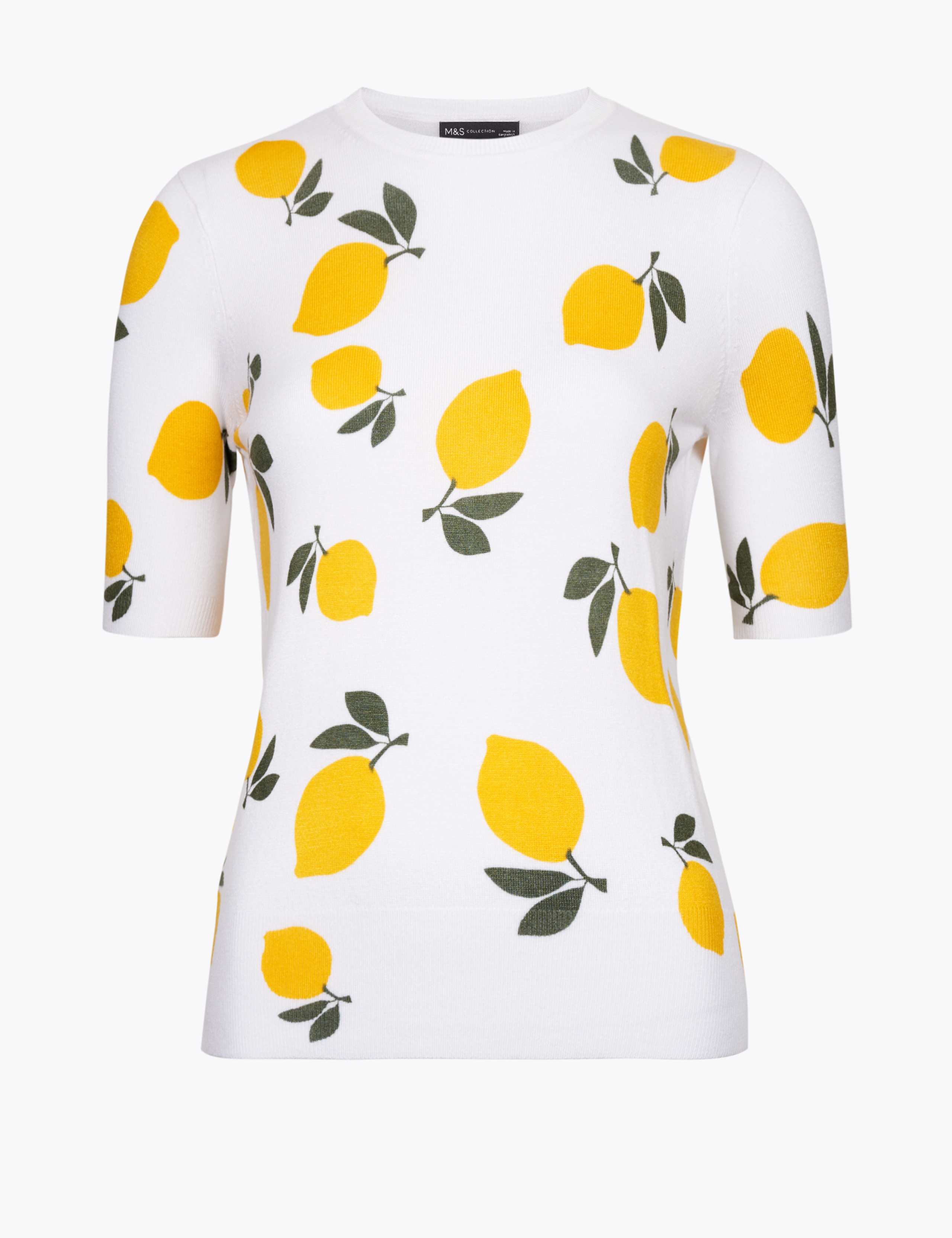 Lemon Print Knitted Short Sleeve Top 1 of 1
