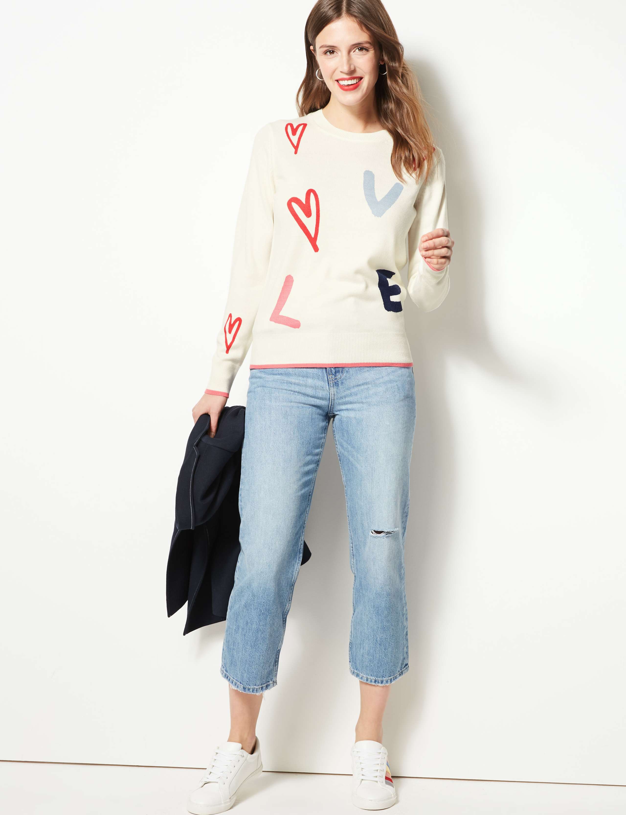 Cashmilon™ Textured Round Neck Jumper 1 of 4