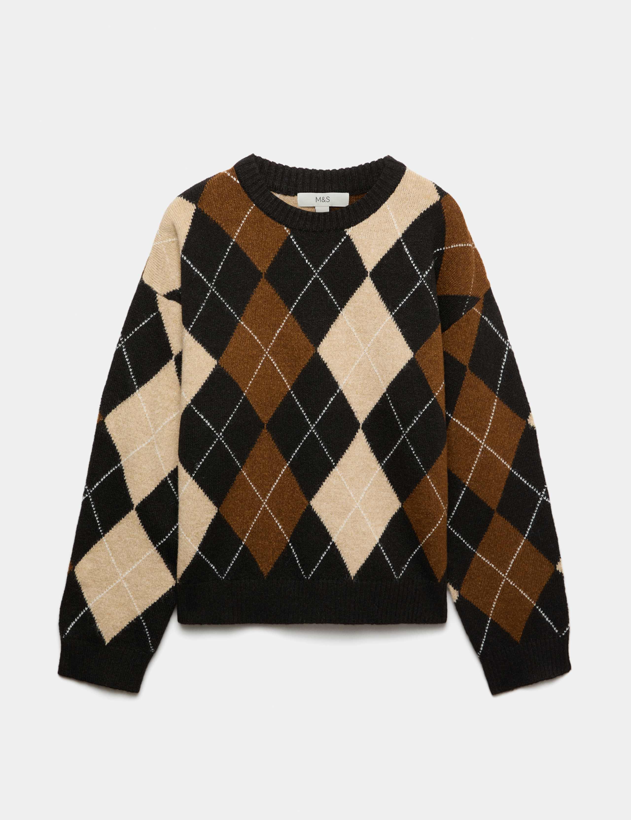 Argyle Crew Neck Relaxed Jumper 2 of 5