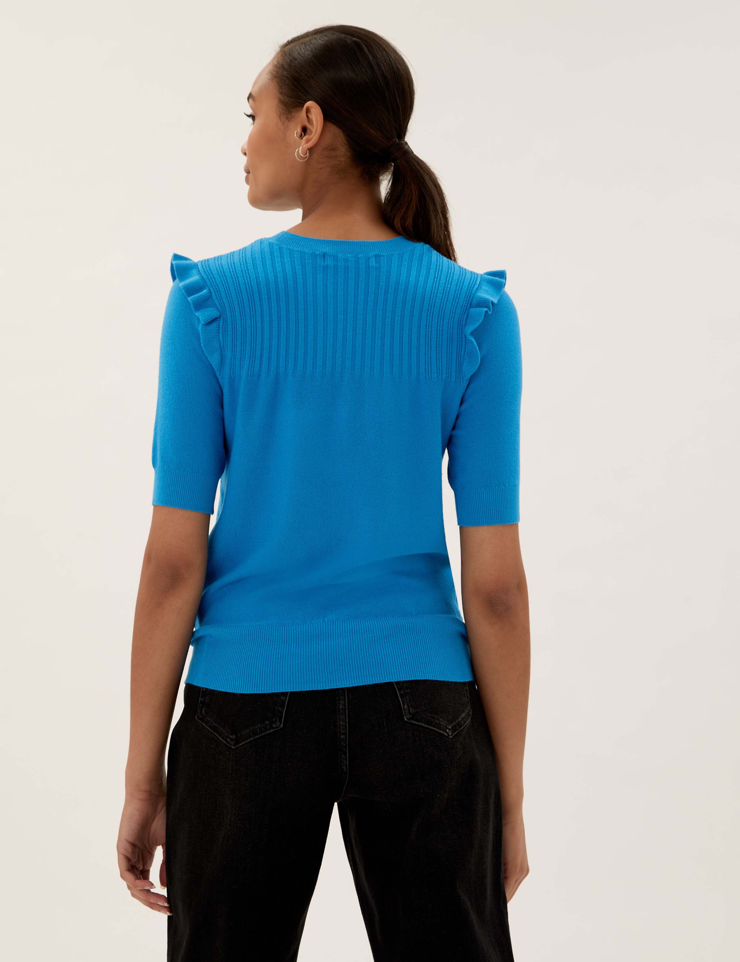 Crew Neck Frill Detail Knitted Top 4 of 6