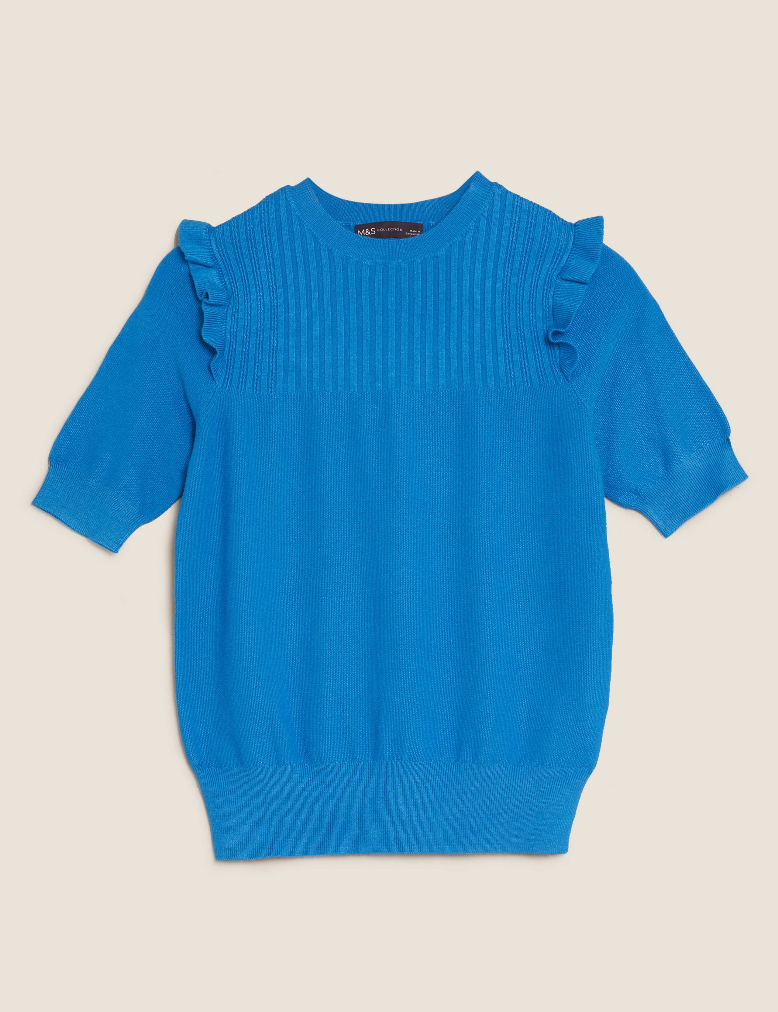 Crew Neck Frill Detail Knitted Top 2 of 6