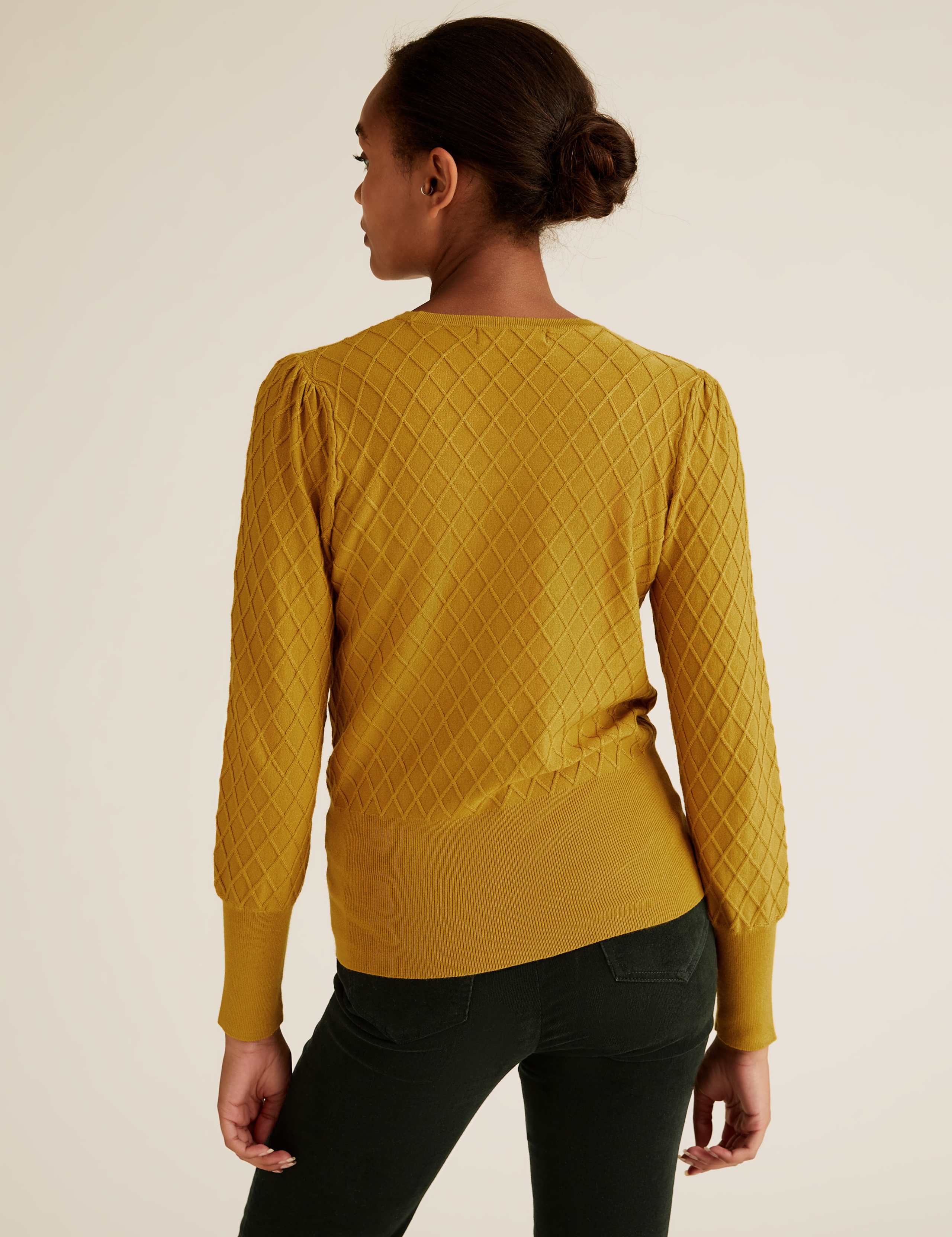 Diamond Stitch Textured Crew Neck Jumper 4 of 5
