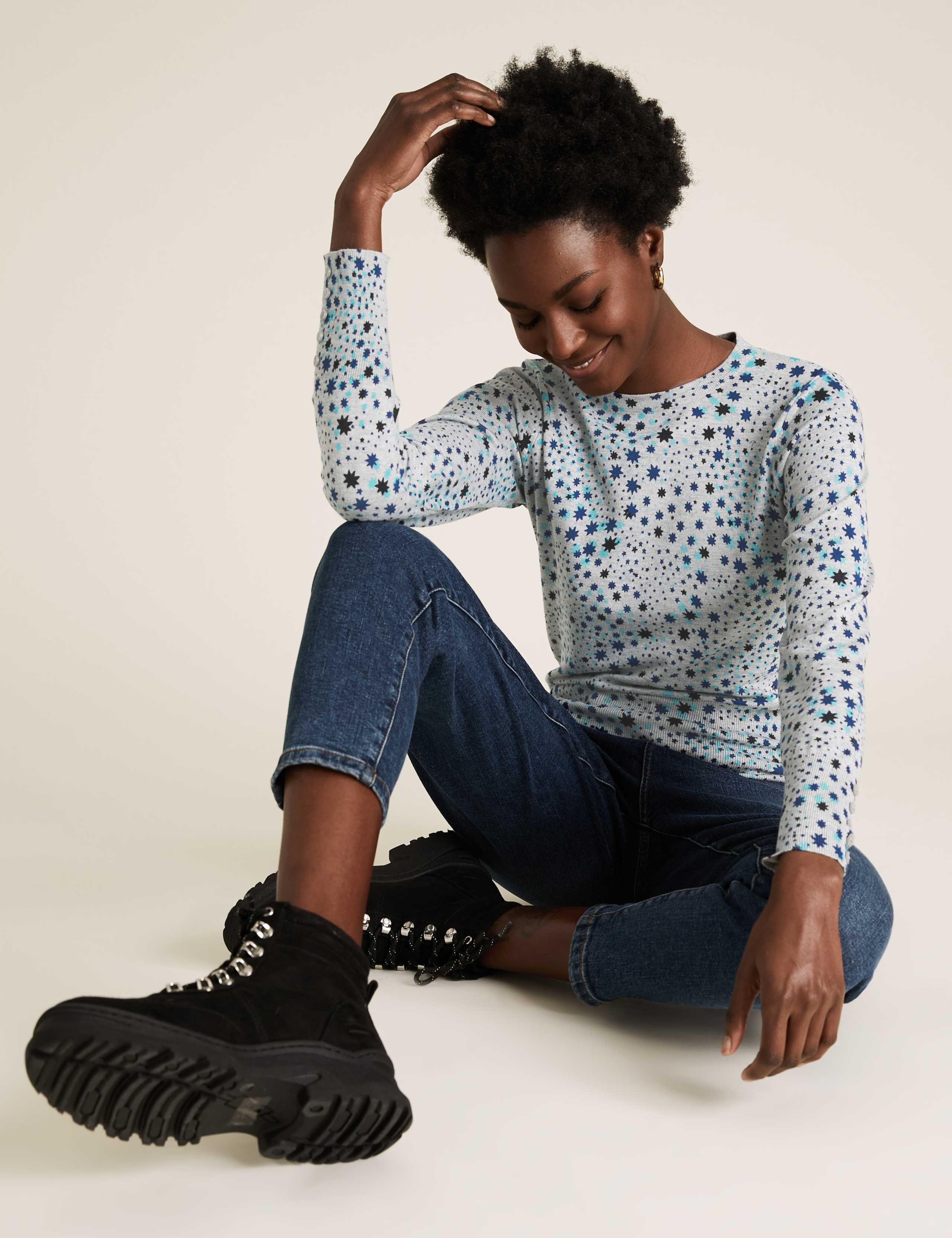 Star Print Crew Neck Jumper 1 of 5