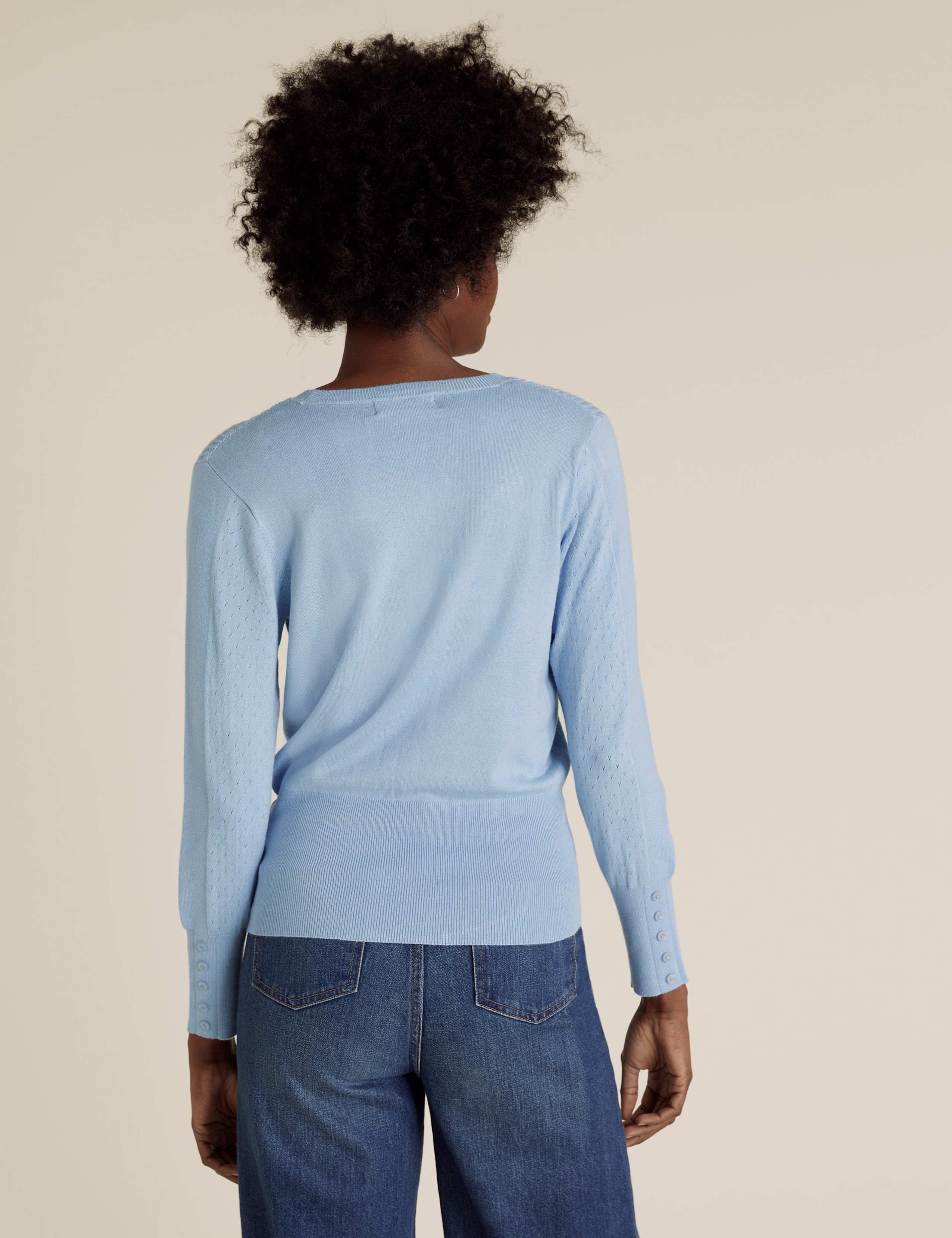 Textured Crew Neck Button Detail Jumper 4 of 4