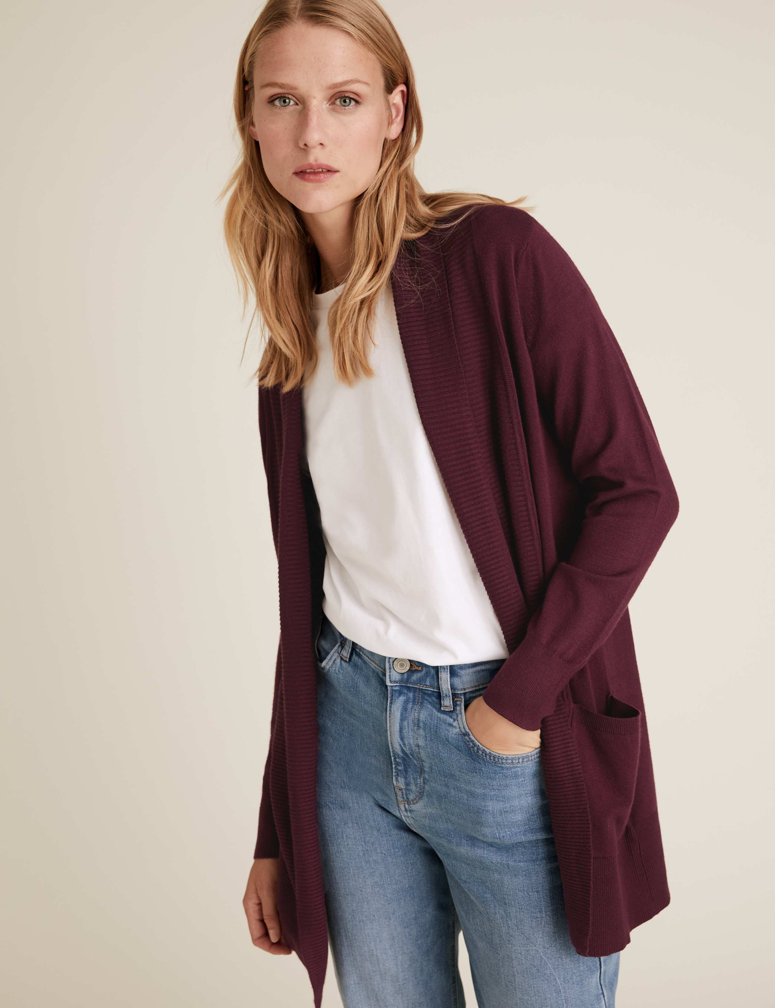 Folded Collar Longline Cardigan 1 of 5