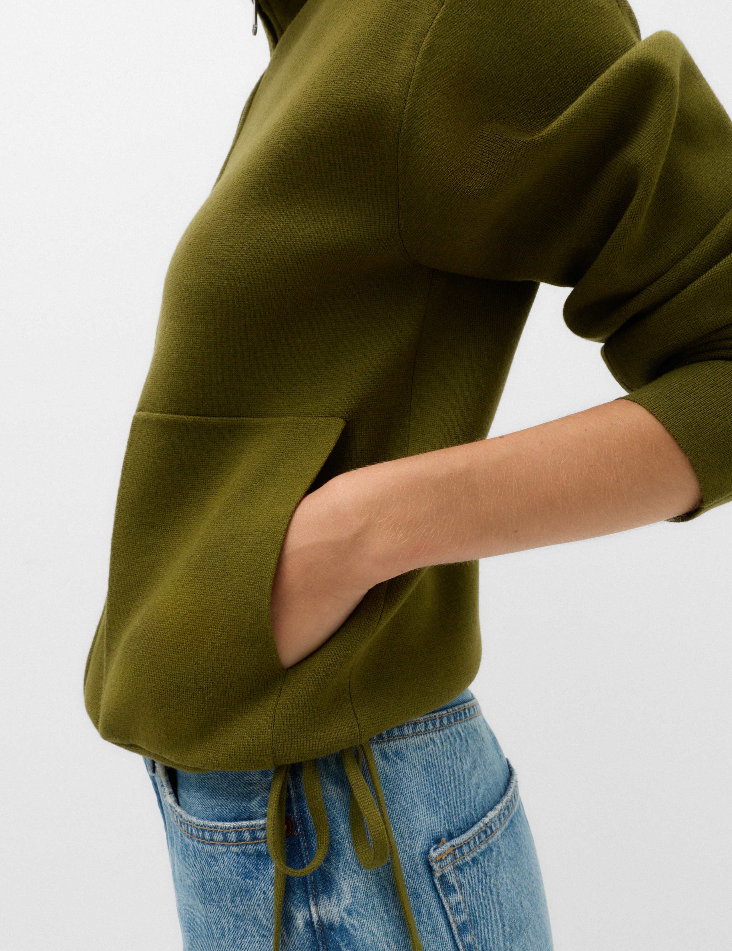 Funnel Neck Zip Up Pocket Detail Knitted Jacket 3 of 7