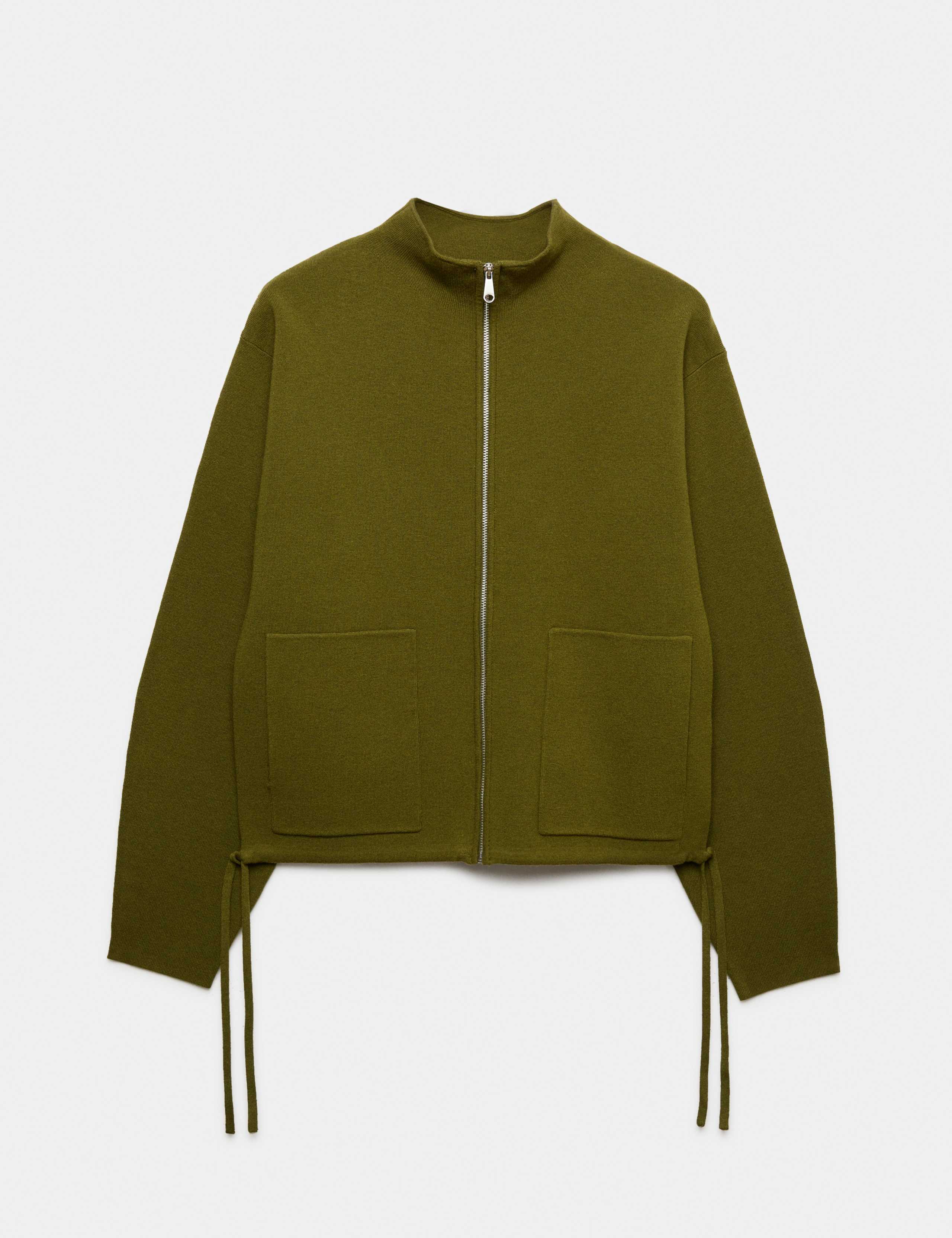 Funnel Neck Zip Up Pocket Detail Knitted Jacket 2 of 7