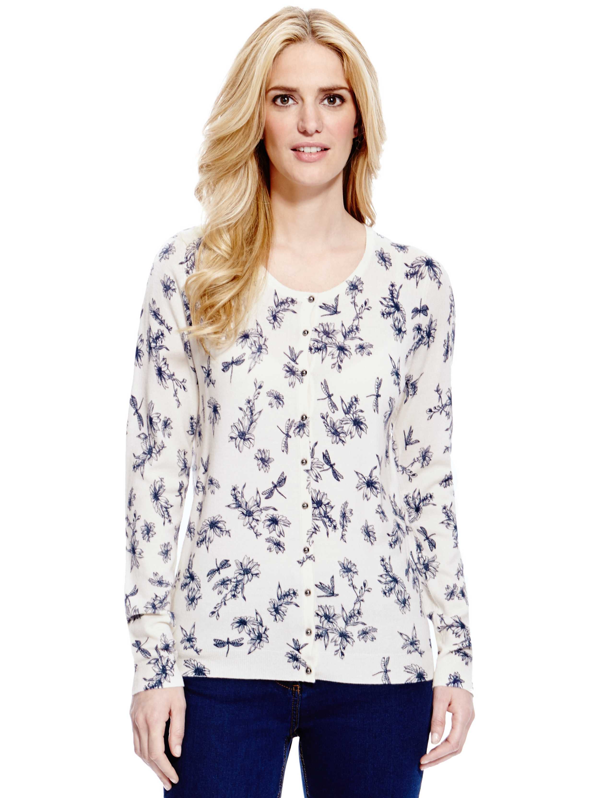 Dragonfly Print Cardigan 1 of 5