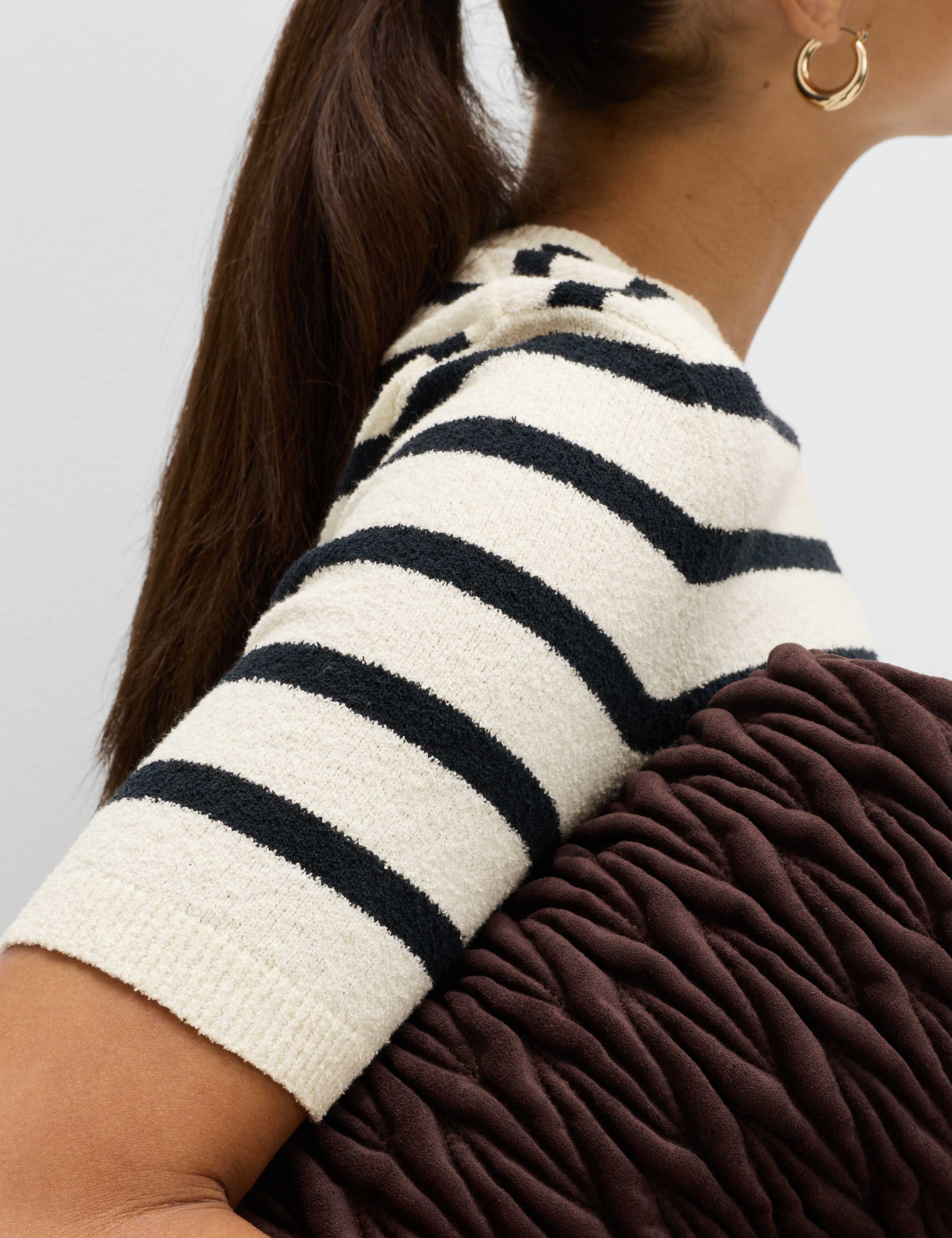 Cotton Rich Striped Bouclé Knitted Top 4 of 6