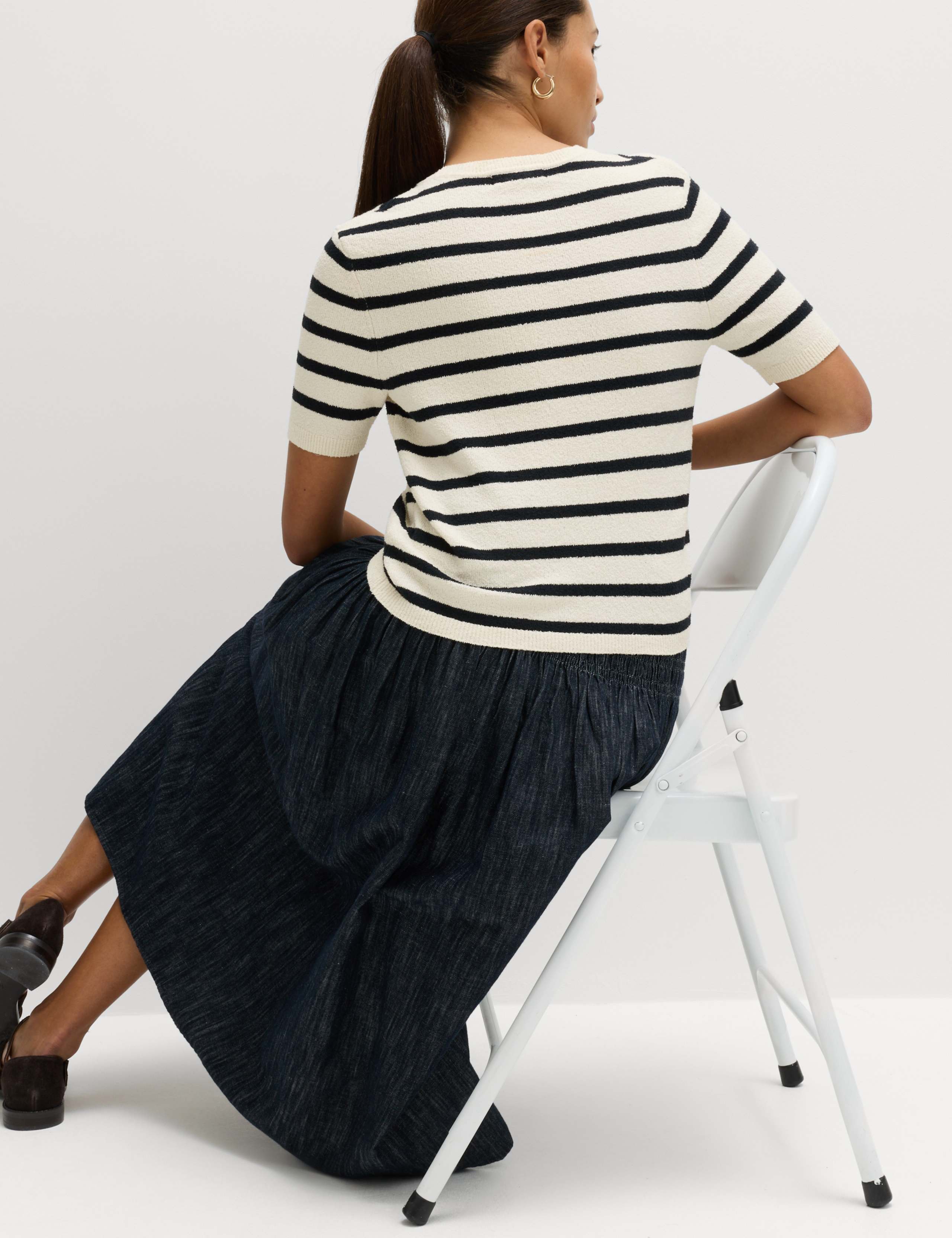 Cotton Rich Striped Bouclé Knitted Top 5 of 6