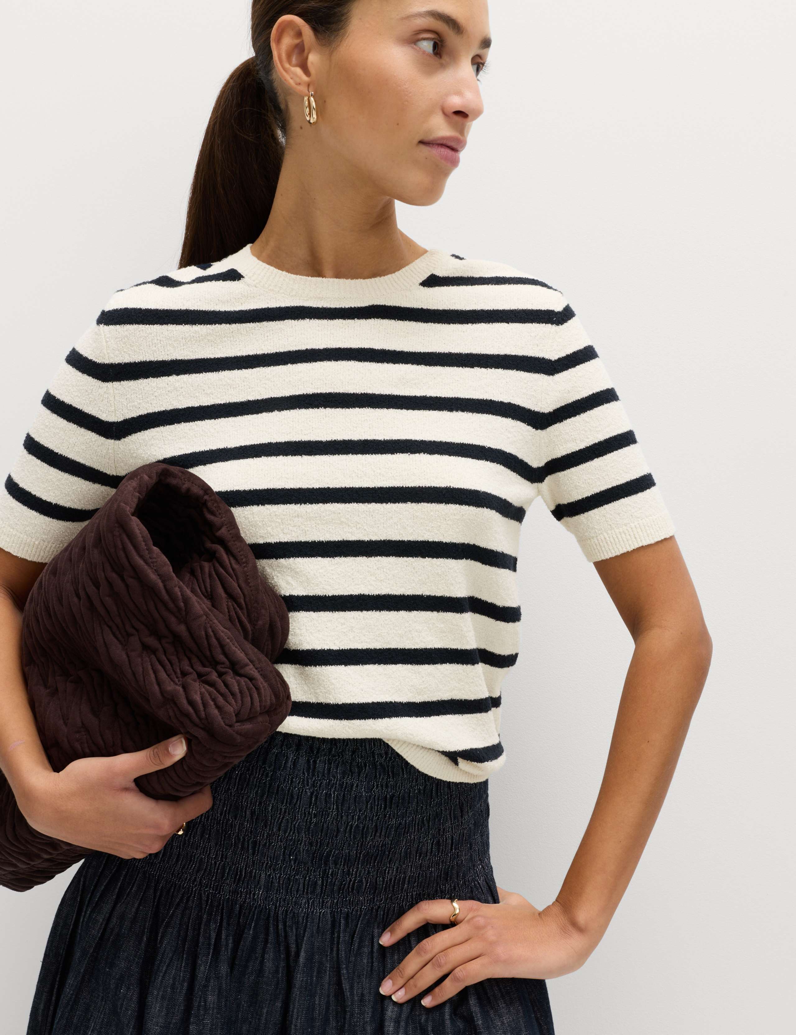 Cotton Rich Striped Bouclé Knitted Top 6 of 6