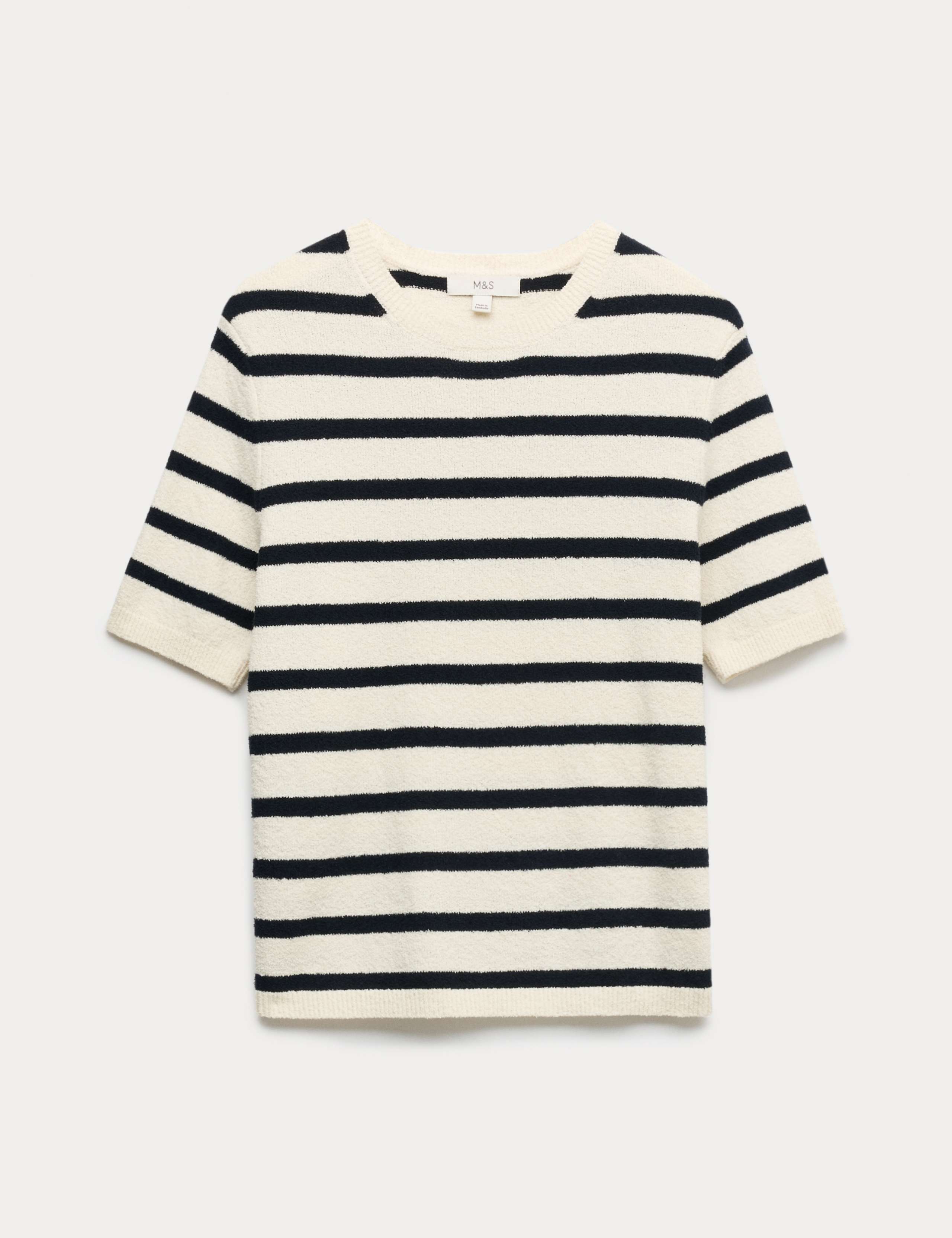 Cotton Rich Striped Bouclé Knitted Top 2 of 6