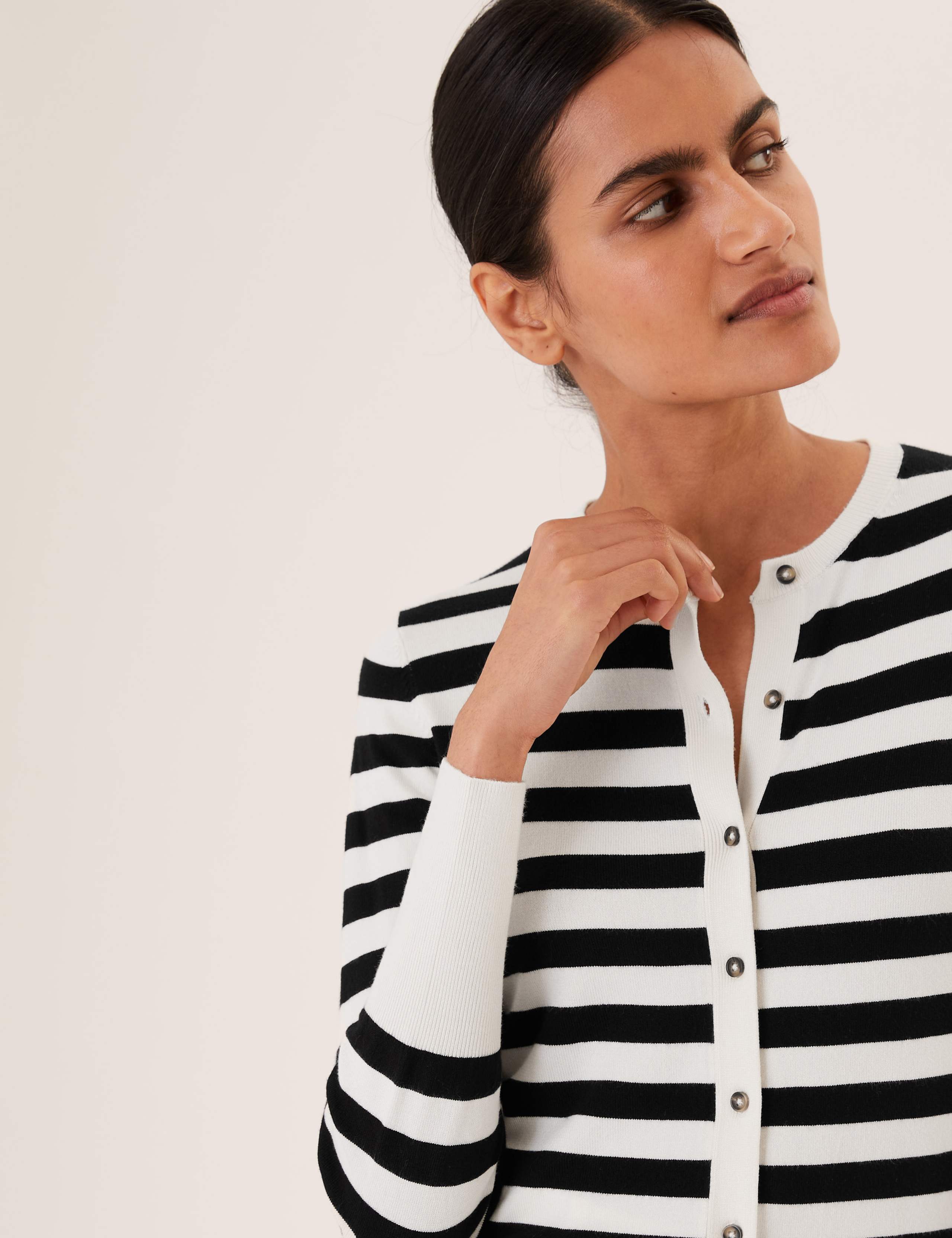 Striped Crew Neck Cardigan 3 of 6