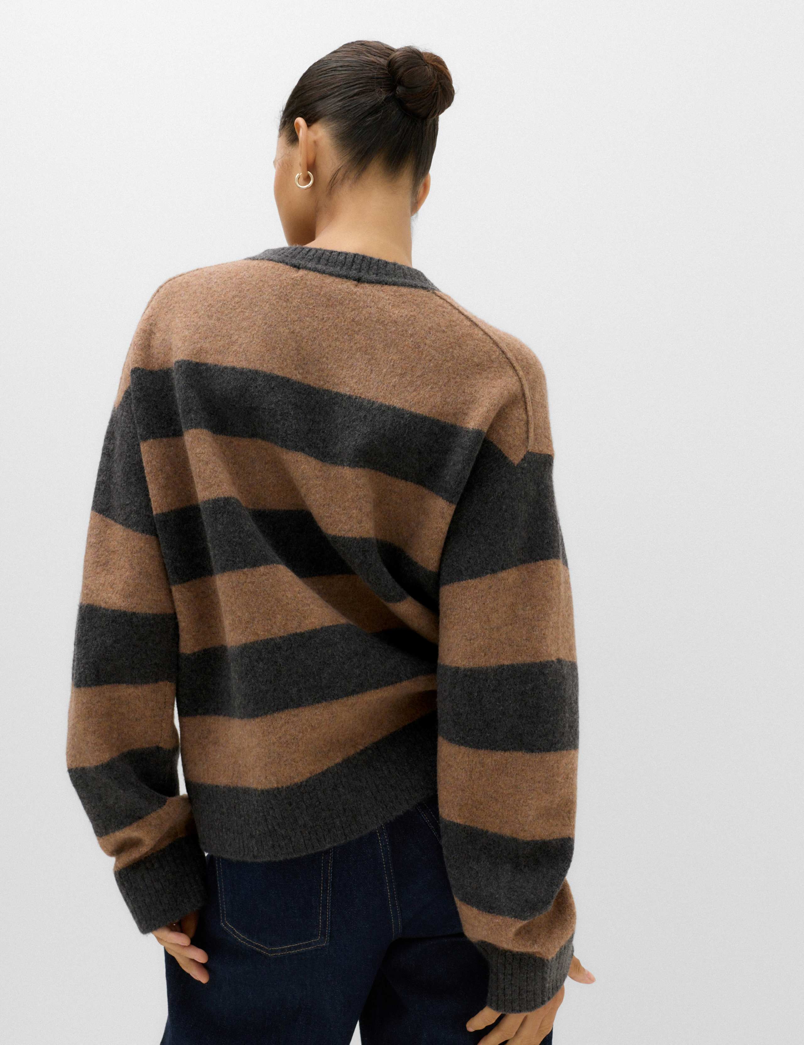Striped Crew Neck Relaxed Jumper with Wool 3 of 5