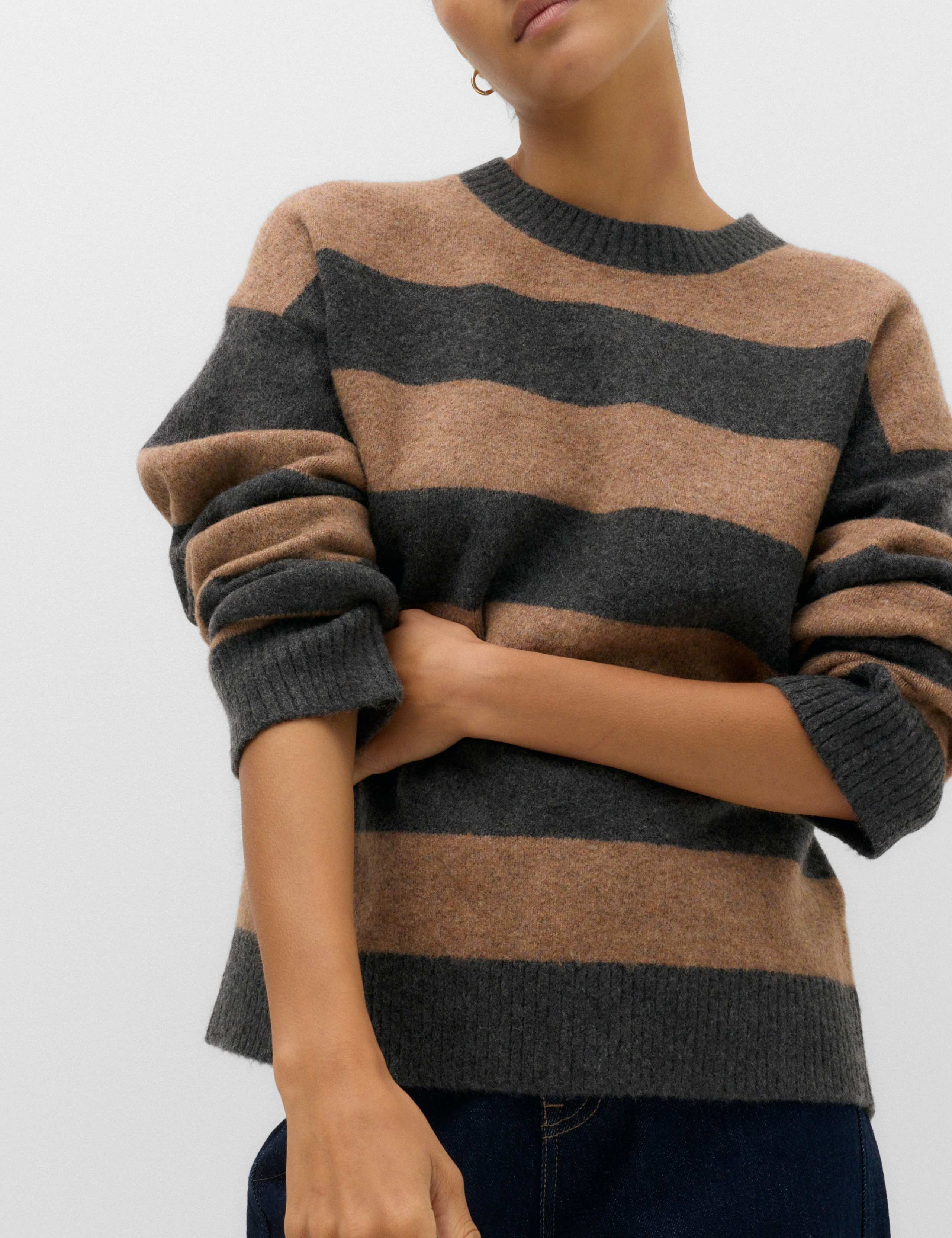 Striped Crew Neck Relaxed Jumper with Wool 5 of 5